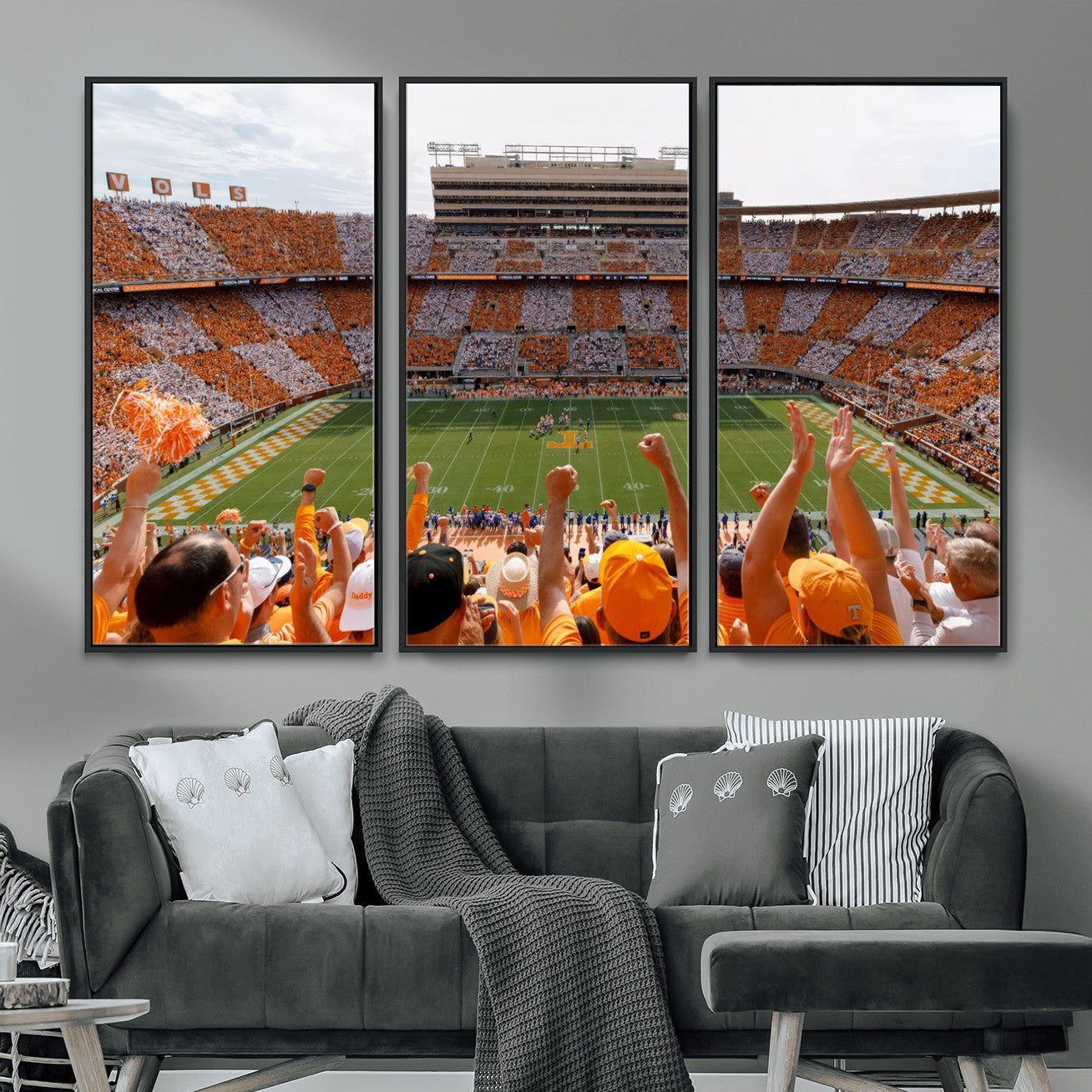 76011417-MGV-FC-48X32-3P - Tennessee Neyland Stadium Wall Art, Sports Arena Canvas Print, Panoramic Stadium Artwork for Home, Office