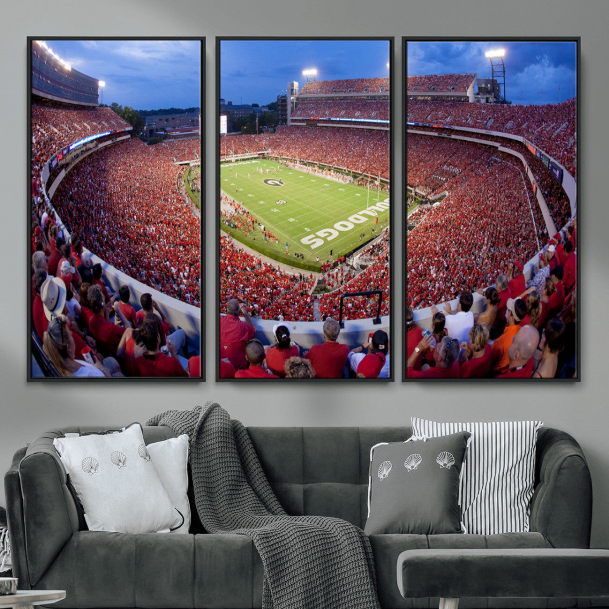 10244378-MGV-CV-48X32-3P-Dooley Stadium Wall Art, Sports Arena Canvas Print, Dooley Field at Sanford Stadium Artwork for Home, Office