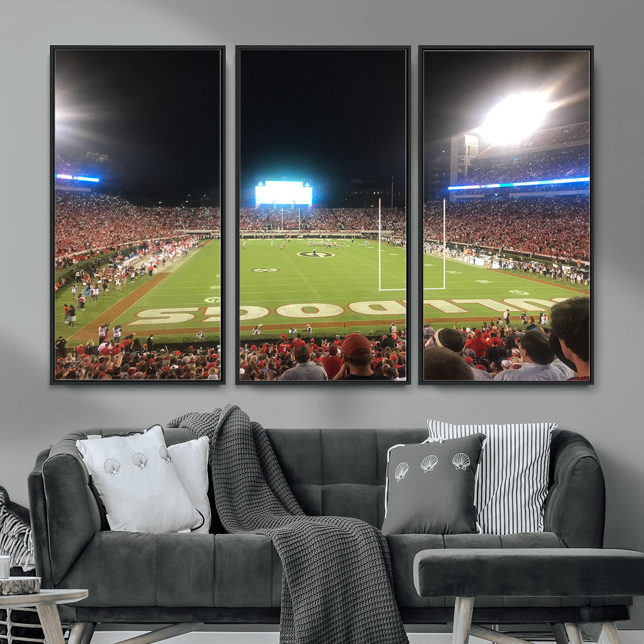 16230786-MGV-FC-48X32-3P - Dooley Stadium Wall Art, Sports Arena Panoramic Canvas Print, Modern Stadium Landscape Artwork for Home, Office