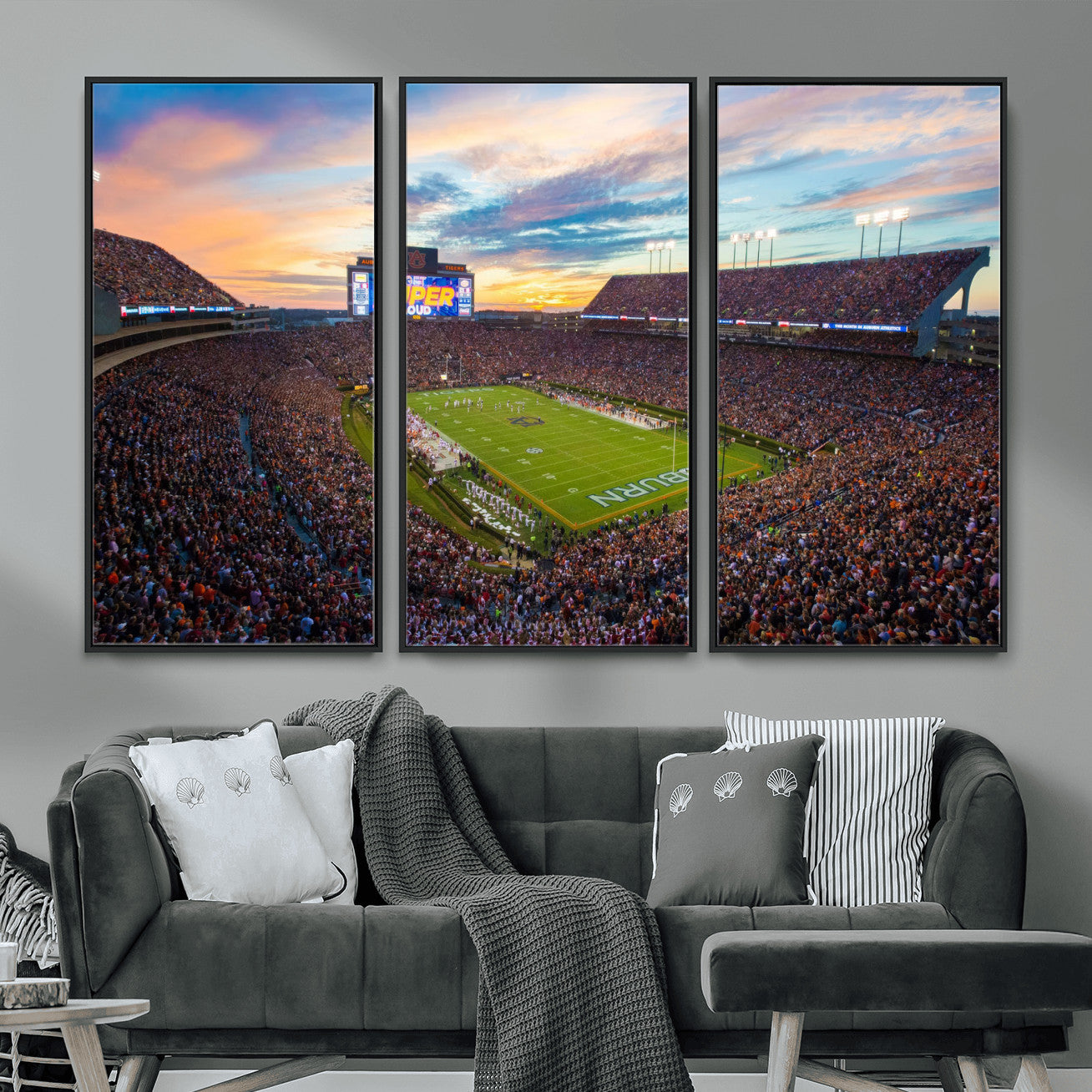 29755746-MGV-CV-36X24-Jordan-Hare Stadium Wall Art Canvas Print, Football Stadium Aerial View, College Sports Art for Man Cave or Game Room
