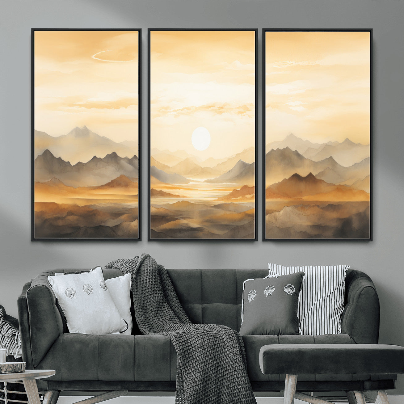 Nihat1-29-MGV-CV-36X24-Sepia Color Abstract Mountain Wall Art Canvas Print