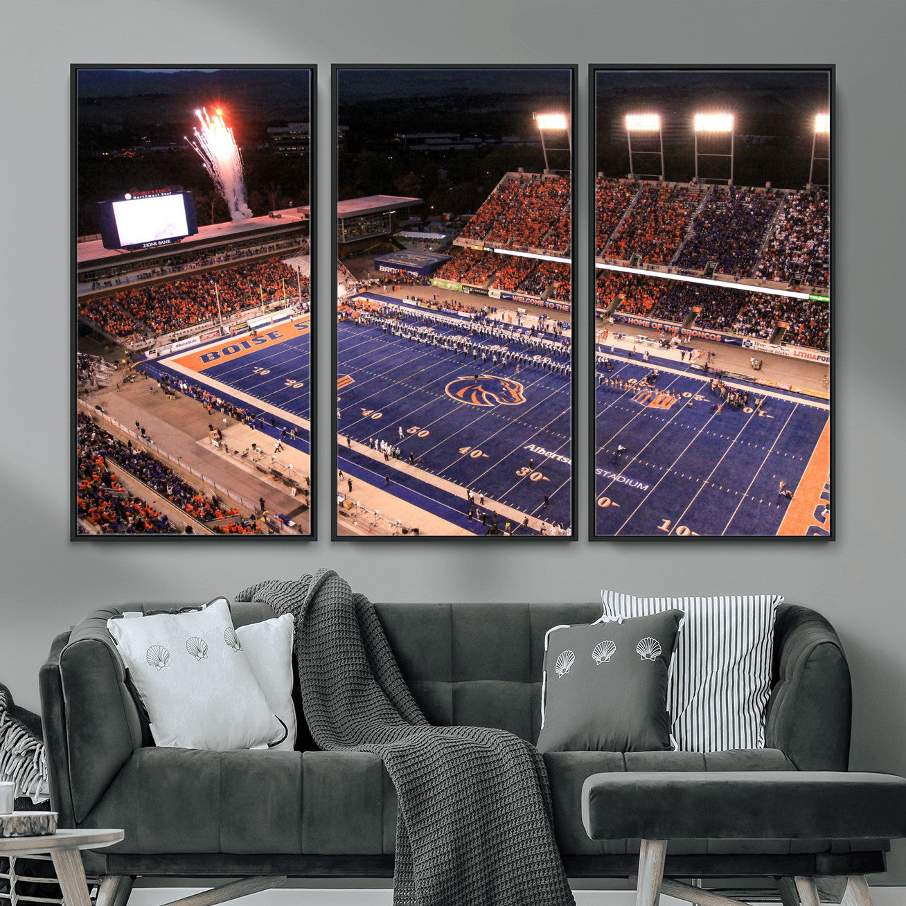 BS1001S-MGV-FC-48X32-3P - Boise State Broncos Albertsons Stadium Wall Art Canvas Print