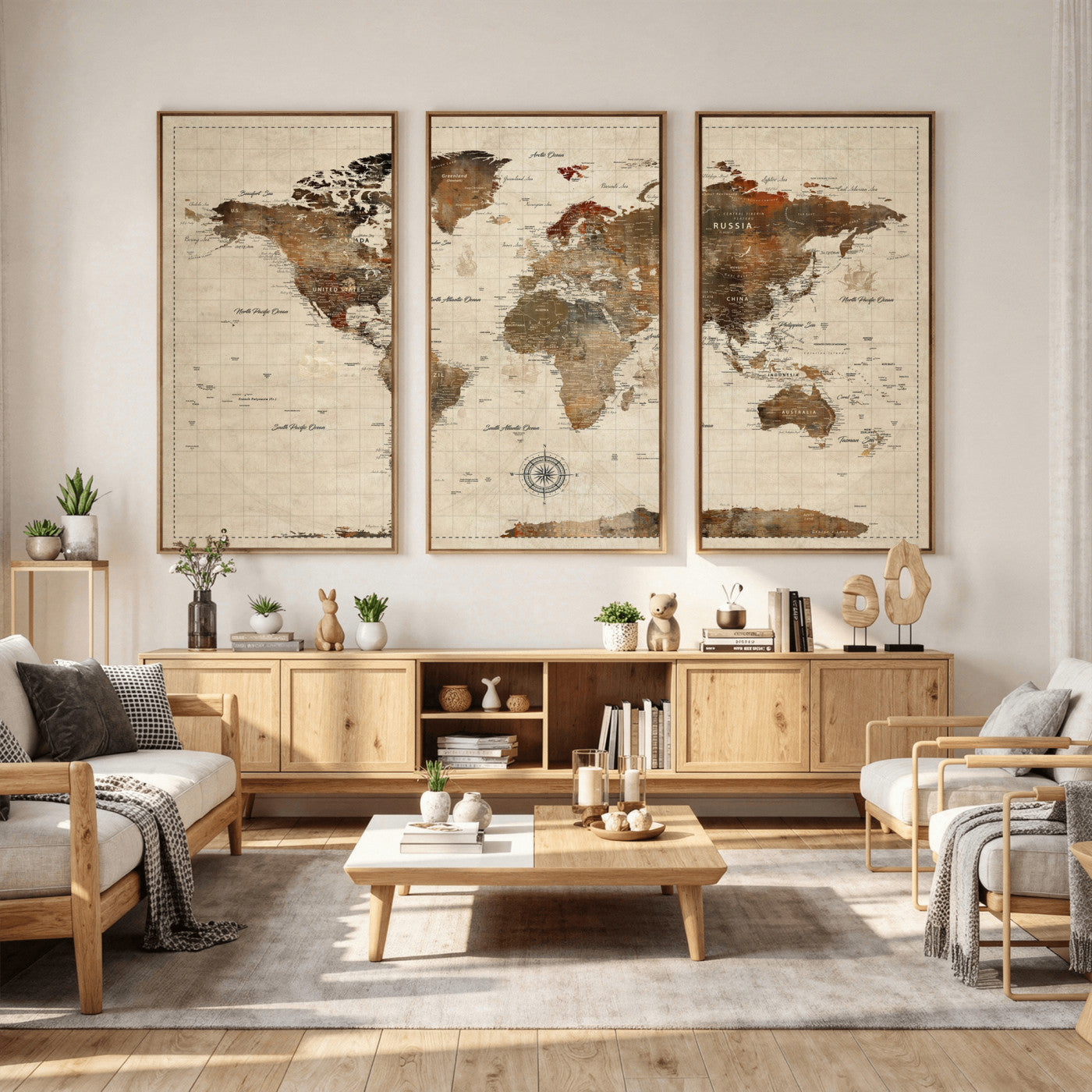 23610090-MGV-CV-36X24 - World Map Wall Art Canvas Print, Modern Decorative Framed Map Artwork Prints for Living Room, Office, Bedroom Wall Decor