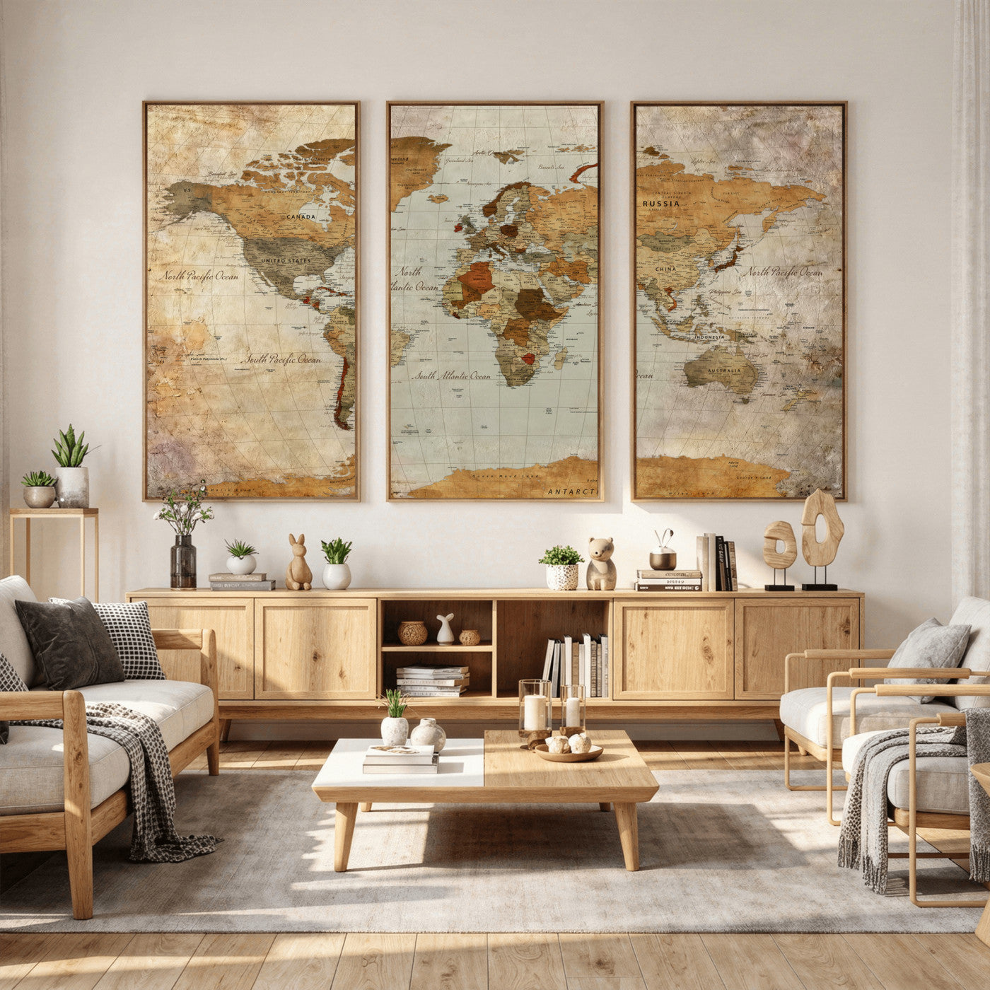 74176056-MGV-CV-36X24 - World Map Wall Art Canvas Print, Modern Decorative Framed Map Artwork Prints for Living Room, Office, Bedroom Wall Decor