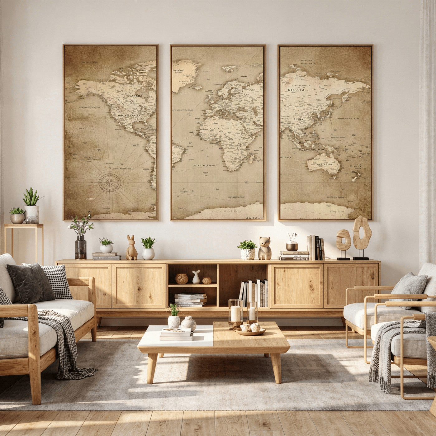 34795134-MGV-CV-36X24 - World Map Wall Art Canvas Print, Modern Decorative Framed Map Artwork Prints for Living Room, Office, Bedroom Wall Decor