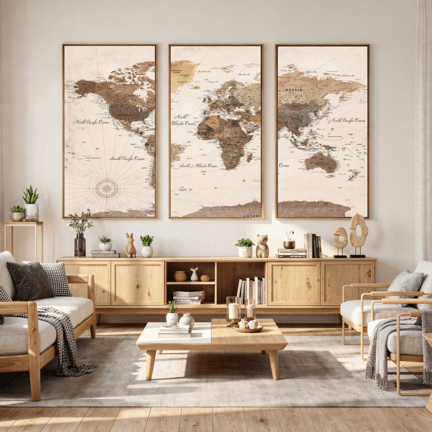 69860078-MGV-CV-36X24 - World Map Wall Art Canvas Print, Modern Decorative Framed Map Artwork Prints for Living Room, Office, Bedroom Wall Decor