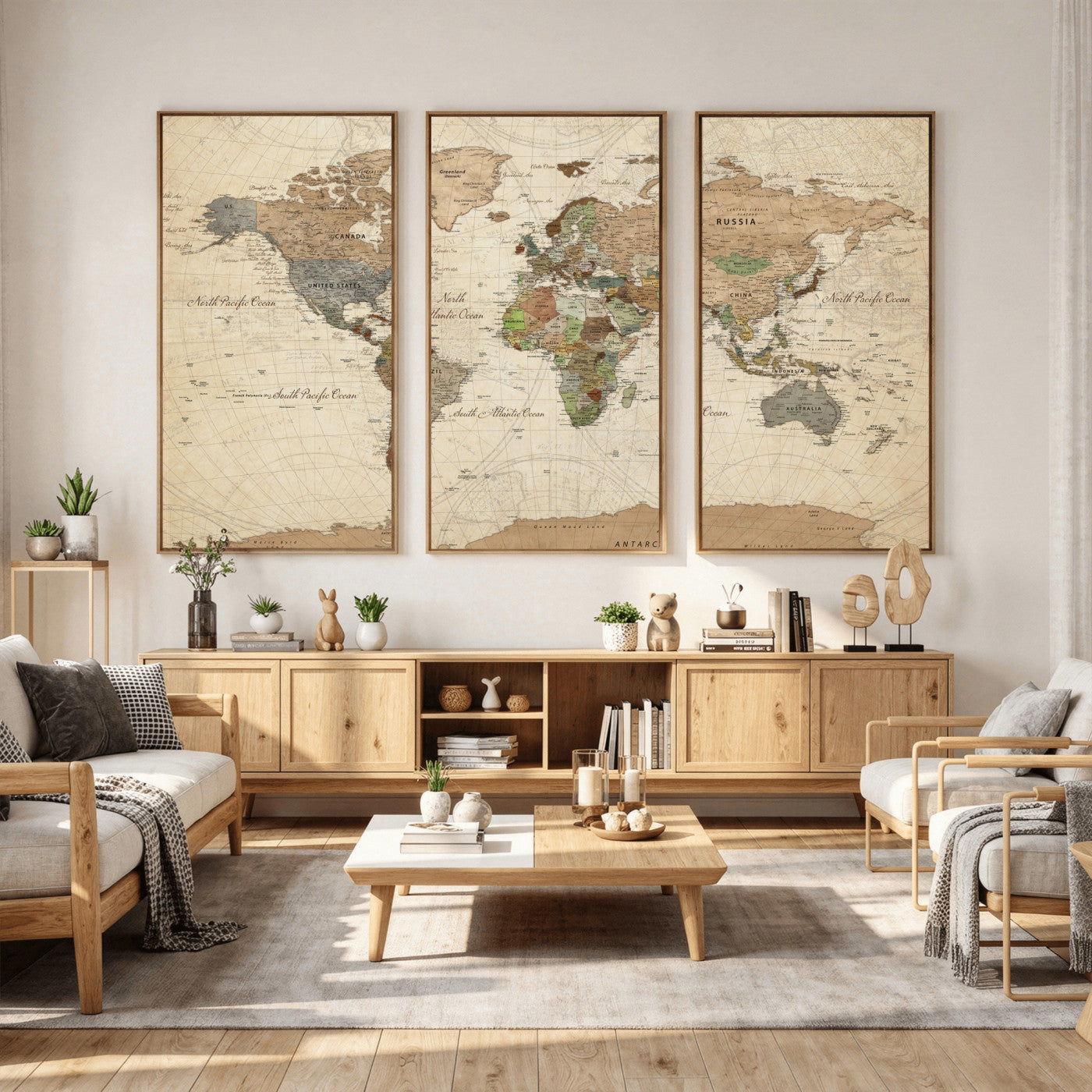 36735609-MGV-CV-36X24 - World Map Wall Art Canvas Print, Modern Decorative Framed Map Artwork Prints for Living Room, Office, Bedroom Wall Decor