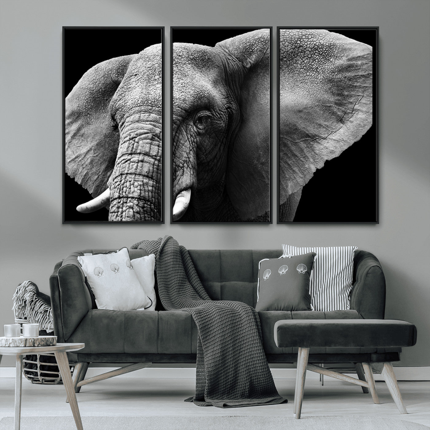 -Big Elephant Close Up Wall Art Canvas Print