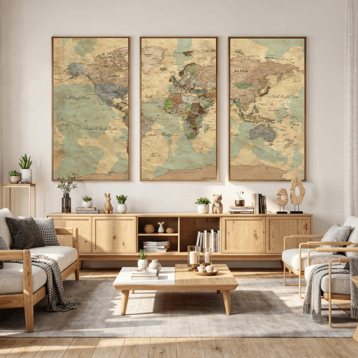 72396478-MGV-CV-36X24 - World Map Wall Art Canvas Print, Modern Decorative Framed Map Artwork Prints for Living Room, Office, Bedroom Wall Decor