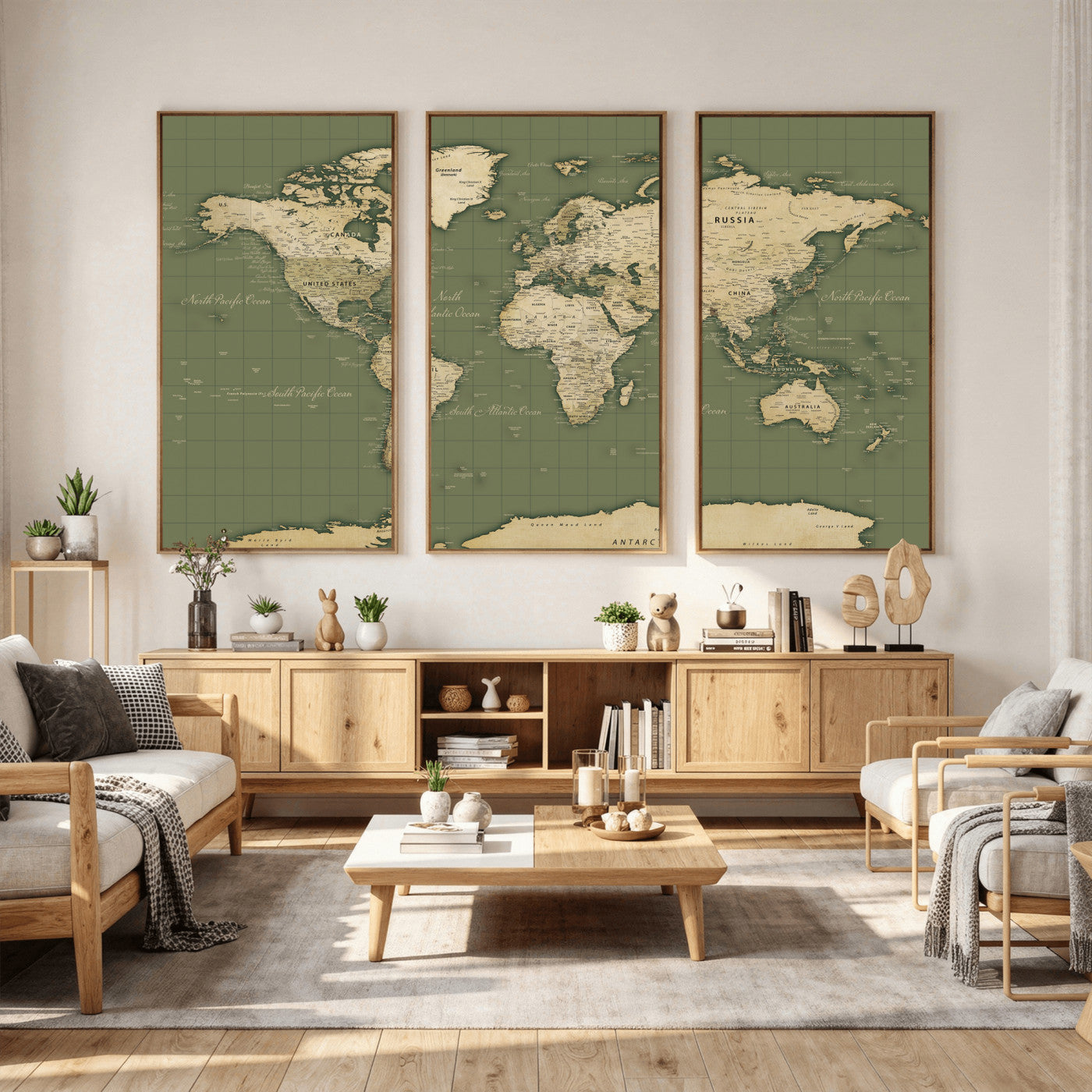 13750241-MGV-CV-36X24 - World Map Wall Art Canvas Print, Modern Decorative Framed Map Artwork Prints for Living Room, Office, Bedroom Wall Decor