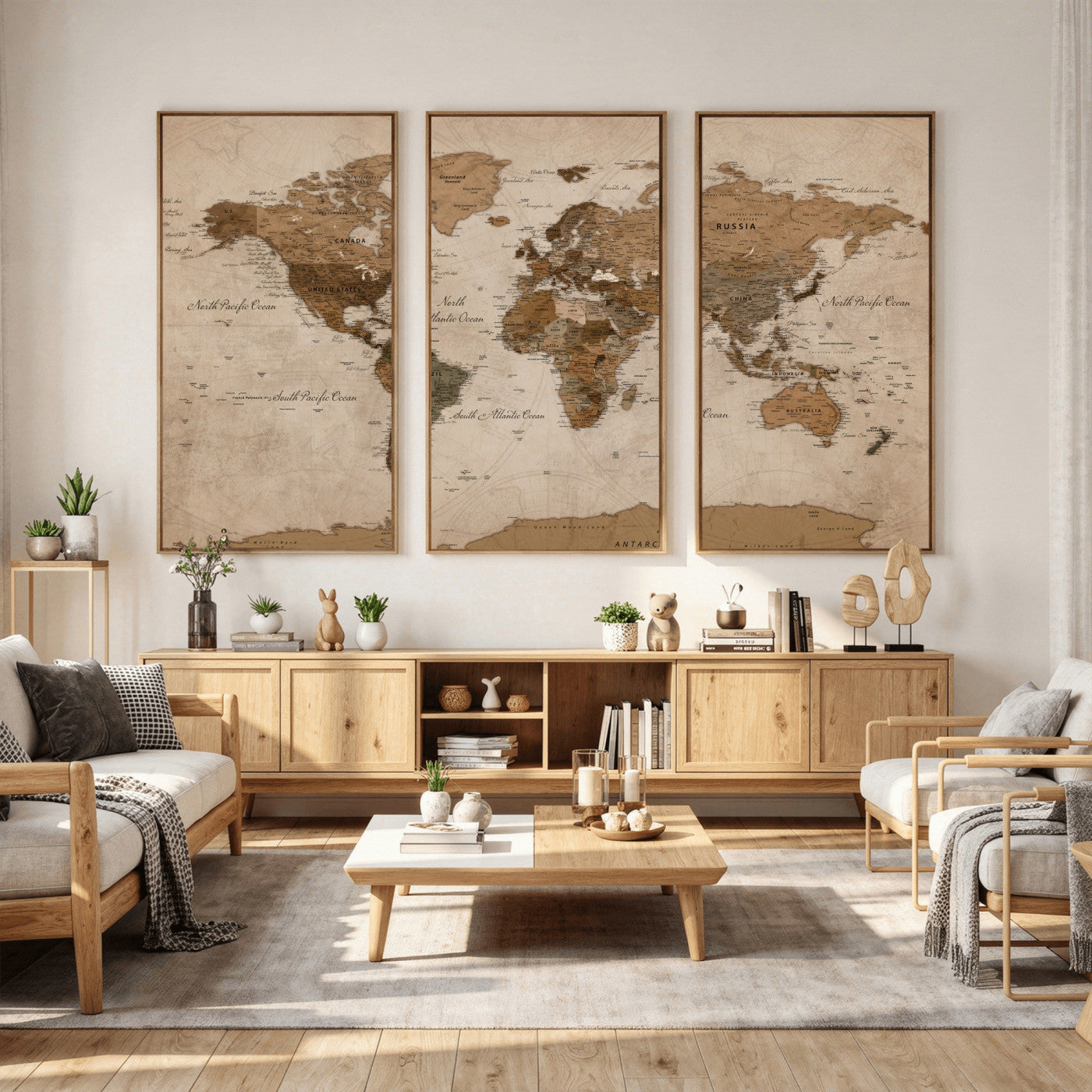 40064188-MGV-CV-36X24 - World Map Wall Art Canvas Print, Modern Decorative Framed Map Artwork Prints for Living Room, Office, Bedroom Wall Decor