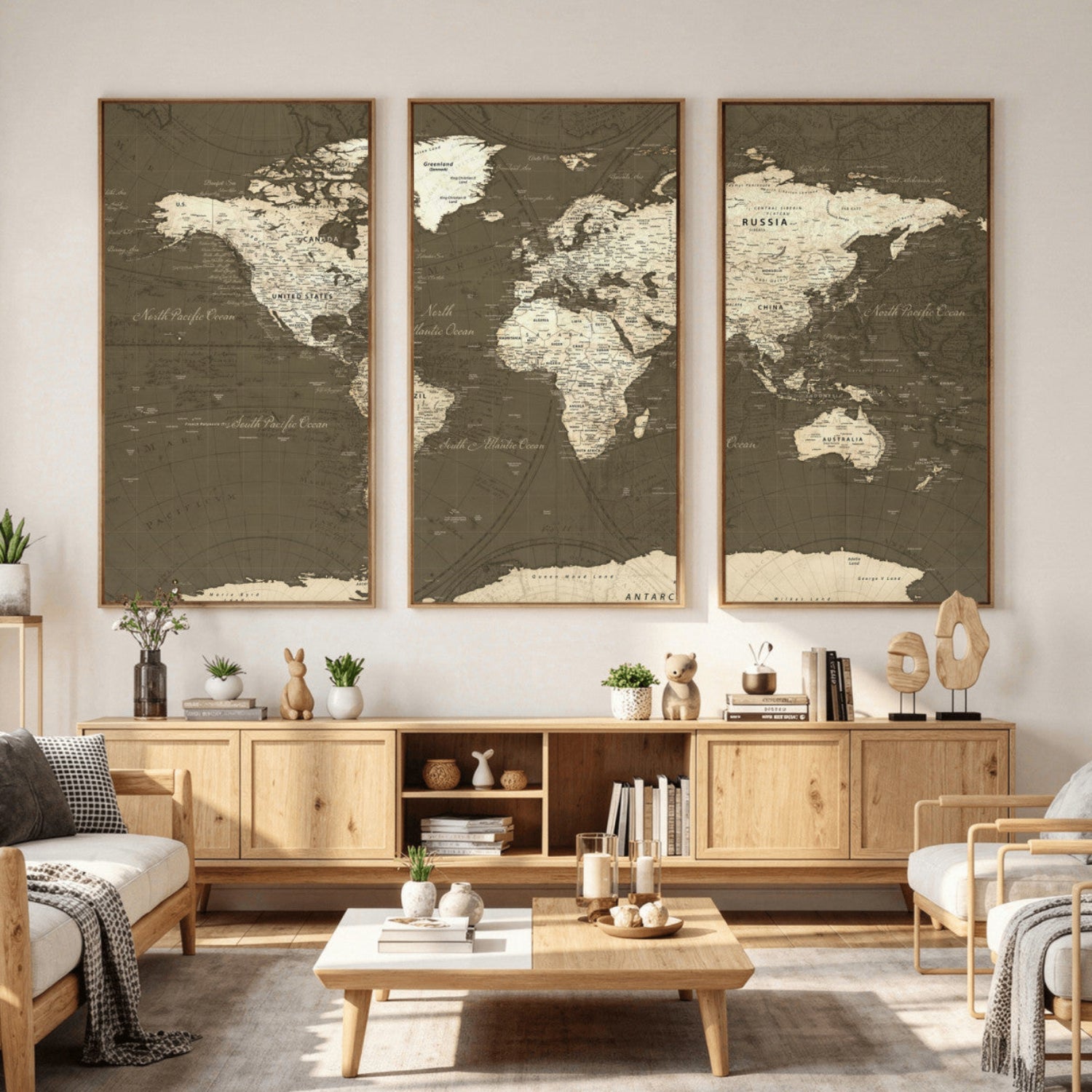 33202610-MGV-CV-36X24 - World Map Wall Art Canvas Print, Modern Decorative Framed Map Artwork Prints for Living Room, Office, Bedroom Wall Decor