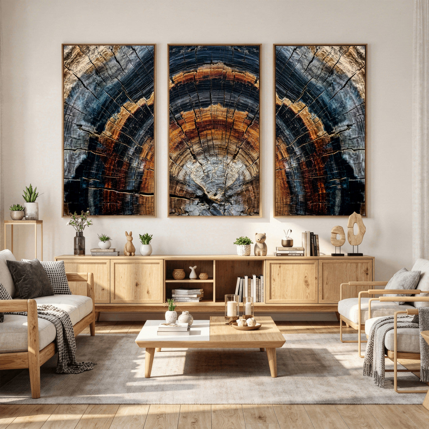 92693966A-MGV-CV-36X24 - Abstract Wood Grain Canvas Print, Tree Ring Pattern Wall Art, Framed Canvas Ready to Hang