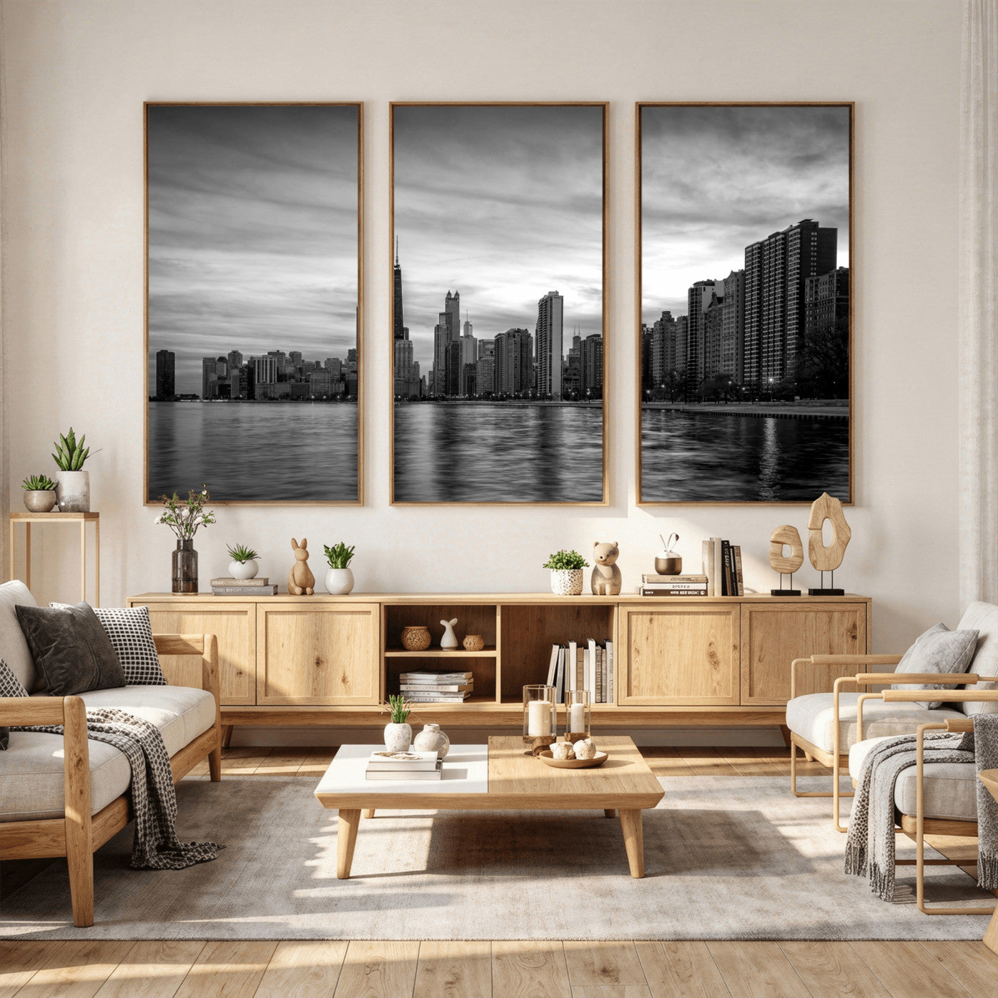 74552581-MGV-CV-36X24 - Chicago Wall Art Canvas Print, Chicago City Downtown Night Cityscape Print for Modern Urban Wall Decor