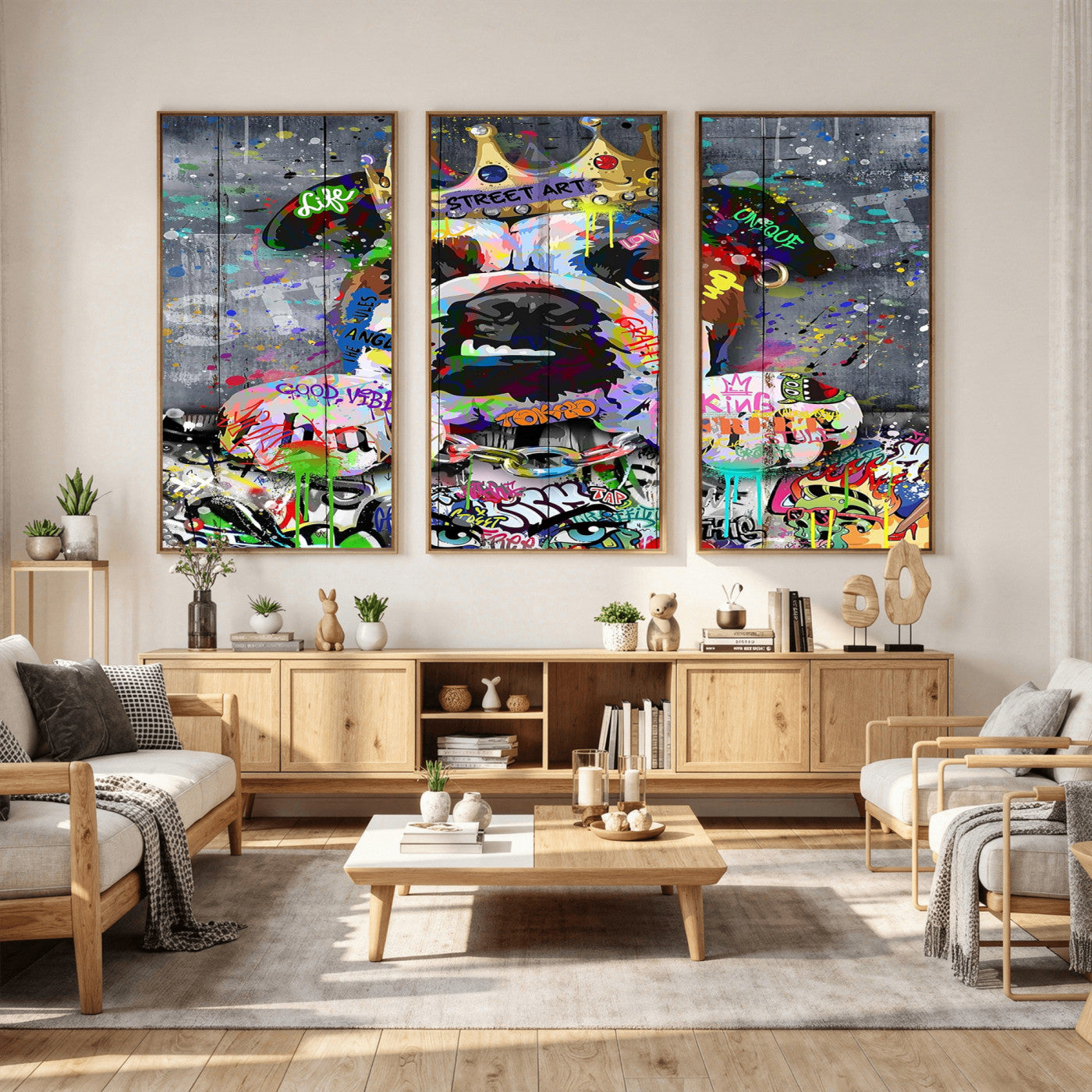 45209731-MGV-CV-36X24 - Dog Wall Decor for Teen Bedroom Decor - Graffiti Animal Canvas Wall Art for Teen Room Decor - Abstract Wall Painting Ready to Hang