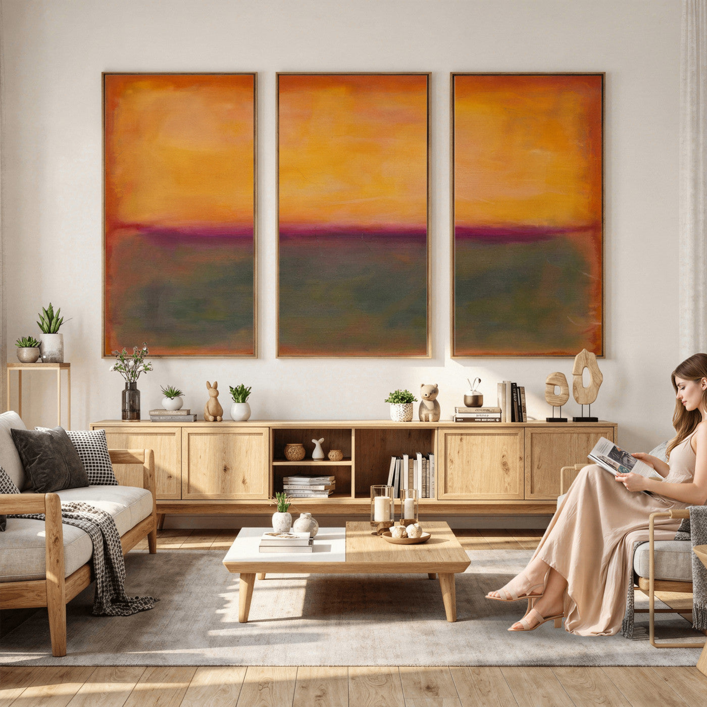 21628300-MGV-CV-36X24 - Abstract Color Field Wall Art Canvas Print, Framed Minimalist Horizon Artwork for Living Room Bedroom Office