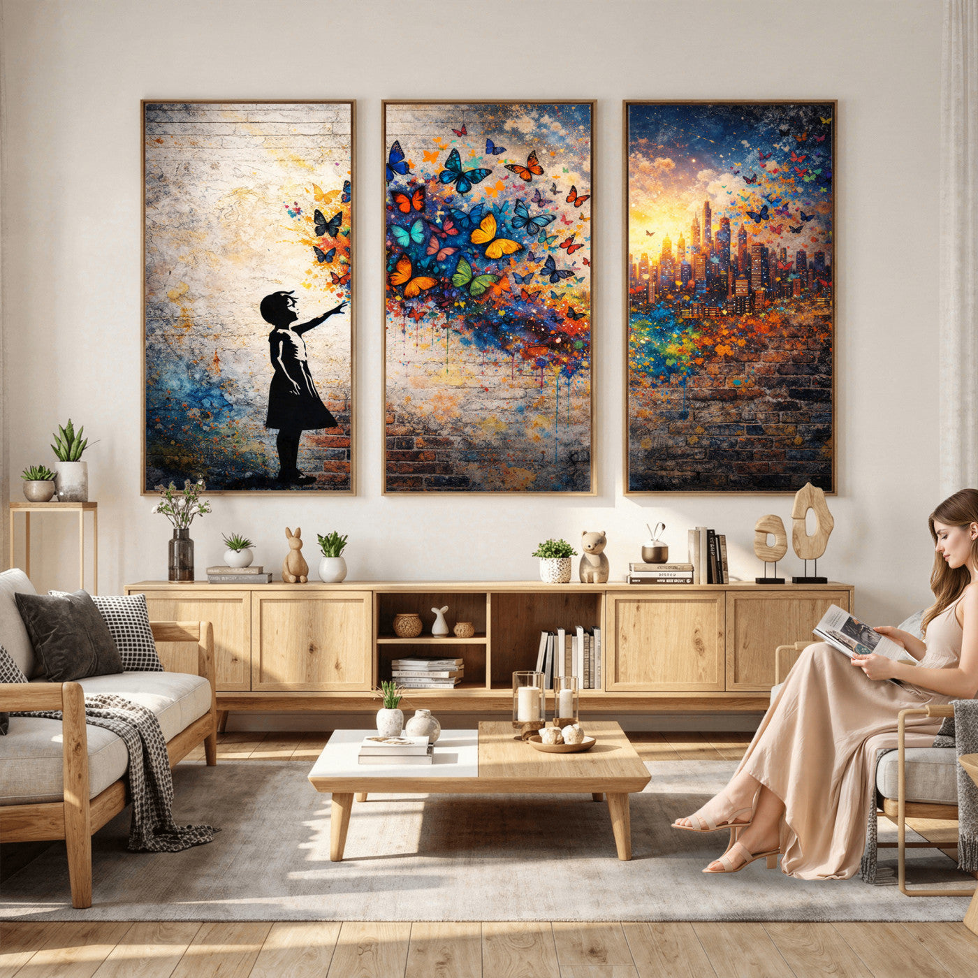 21540821-MGV-CV-36X24 - Banksy Girl Wall Art Canvas Print for Living Room Decor