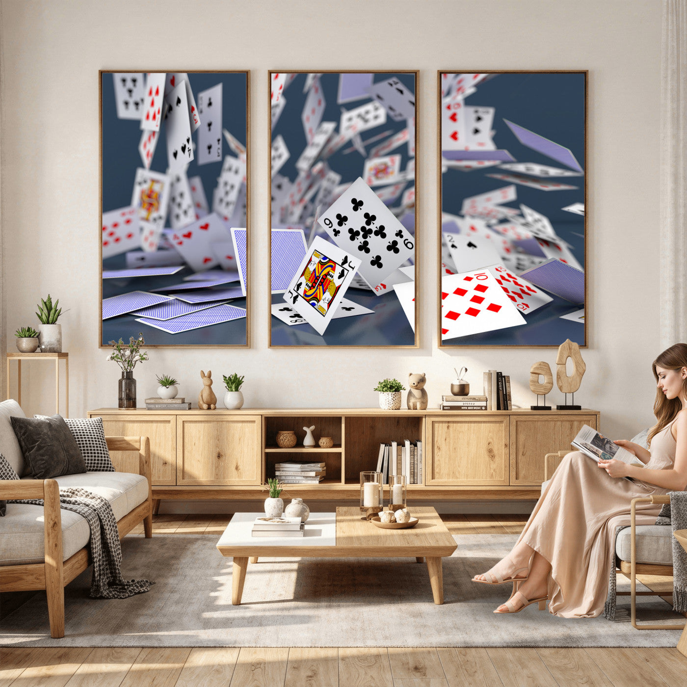 66392185-MGV-CV-36X24 - Playing Cards Canvas Wall Art | Casino Game Room Decor, Poker Decor Art