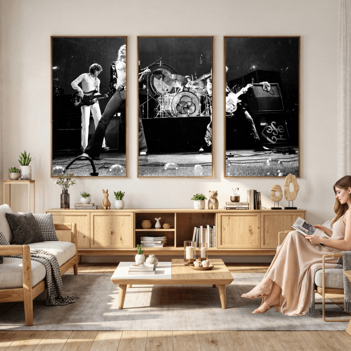 87313532-MGV-CV-36X24 - ed Zeppelin Live Concert Canvas Wall Art, Classic Rock Band Photography Print, Vintage Music Stage Performance Artwork
