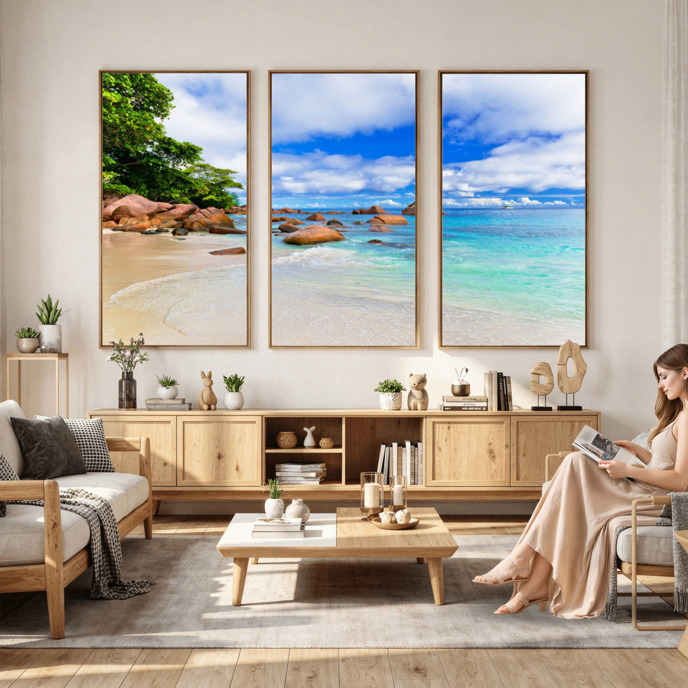 81980382-MGV-CV-36X24 - Seychelles Beach Canvas Wall Art - Anse Intendance Turquoise Ocean Print