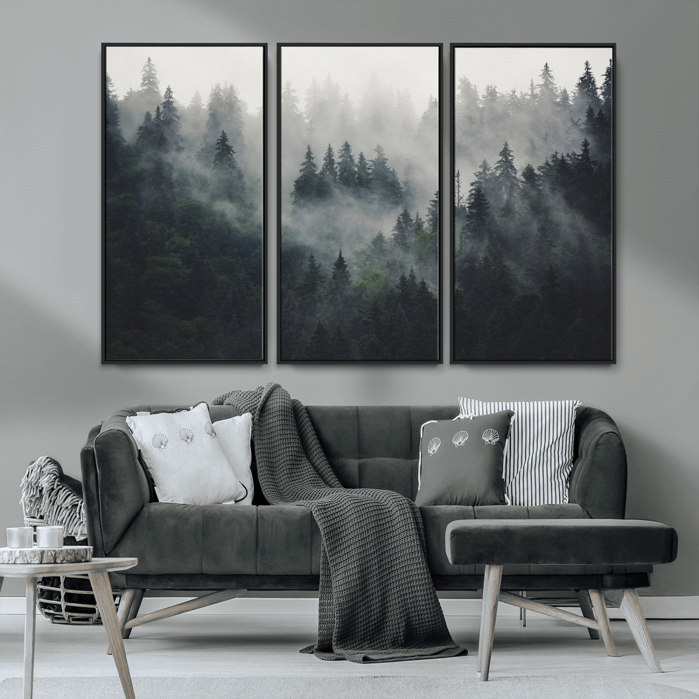 -Nature Wall Decor - Serene Triptych Nature Print – Woodland Landscape Decor for Living Room or