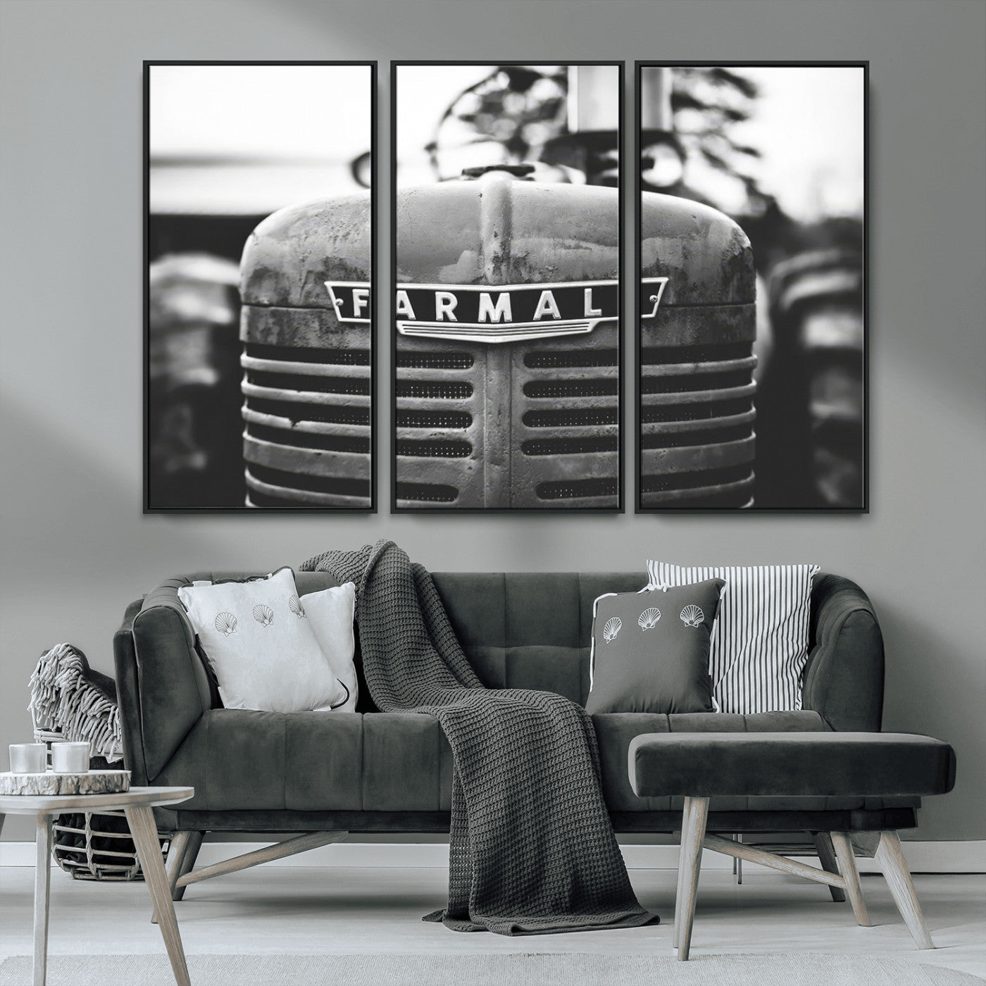 -Vintage Farmall Tractor Wall Art Canvas Print, Rustic Farmhouse Decor Ready to Hang