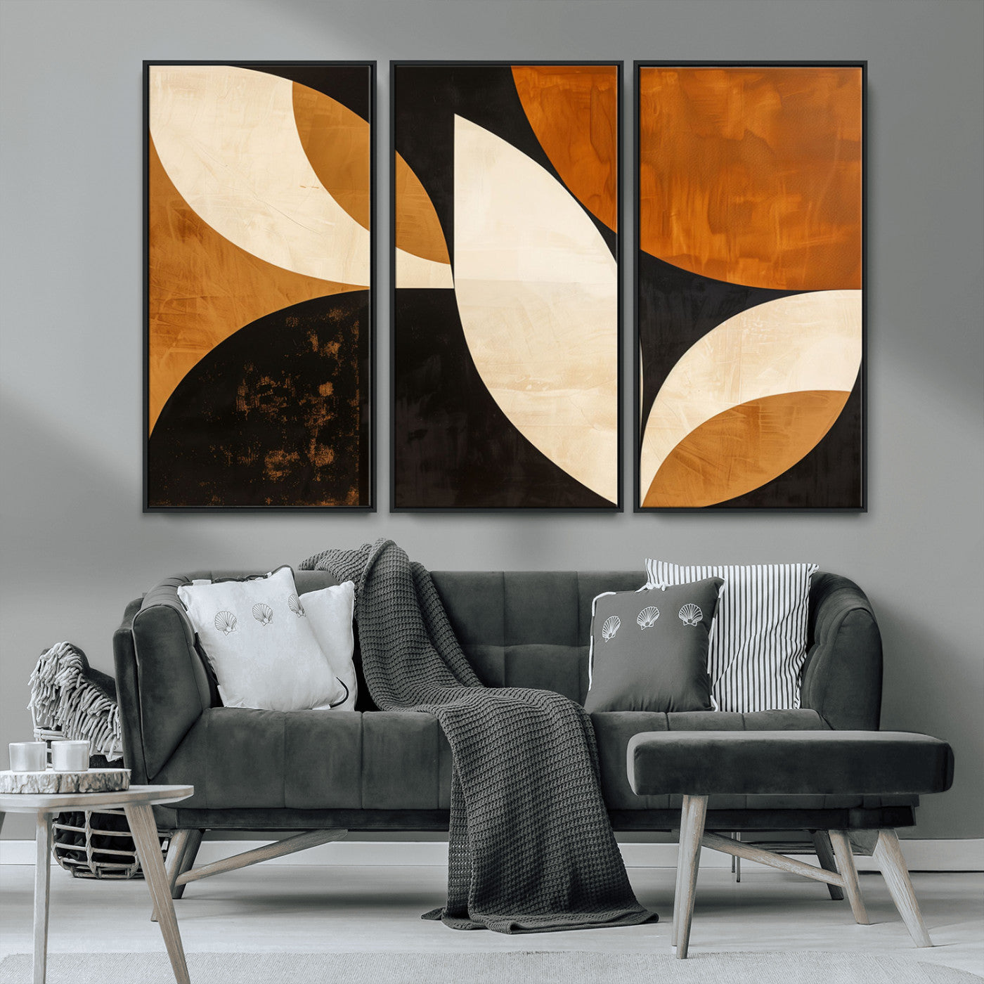 21251-MGV-CV-36X24-Geometric Abstract Wall Art Canvas Print, Mid Century Modern Wall Art Print