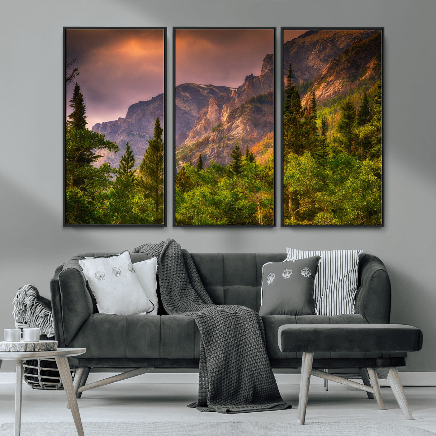 -Colorado Rockies Mountains Wall Art Canvas Print | Ready to Hang Framed Mountain Landscape