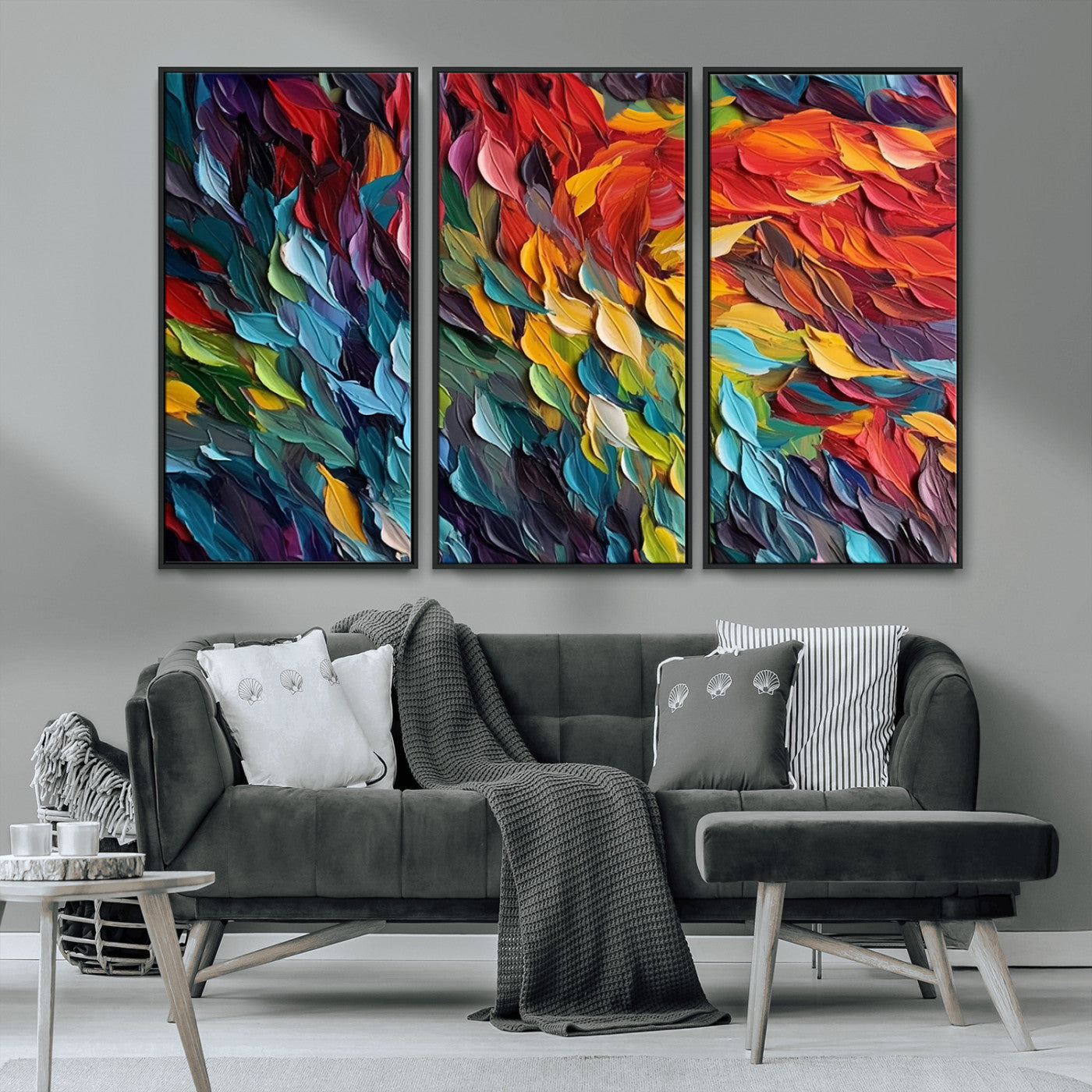 -Vibrant Abstract Leaf Wall Art Canvas Print | Bold Colorful Canvas for Living Room or Office | Ready