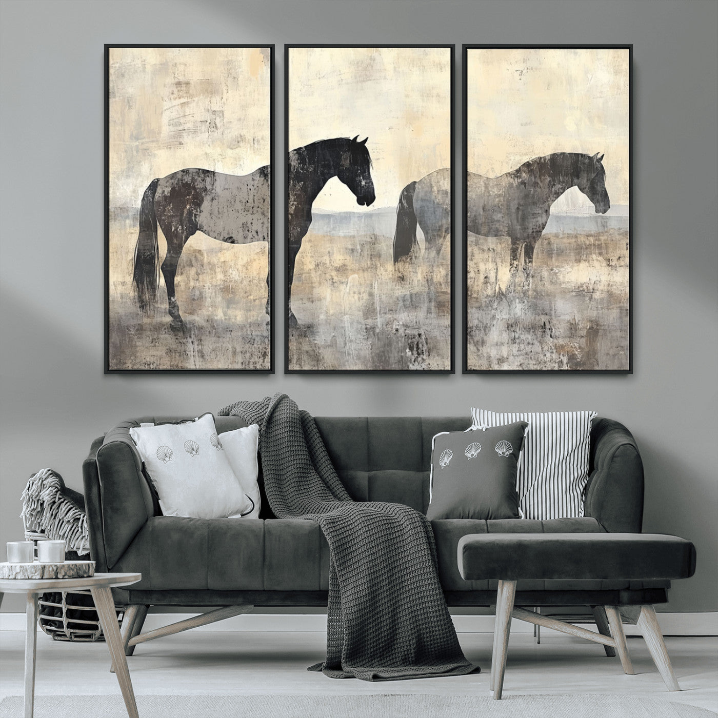 -Vintage Horses Wall Art Canvas Print