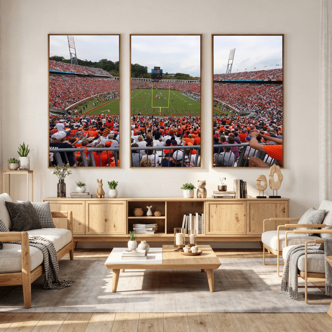 63606-MGV-CV-36X24 - Virginia Cavaliers Football Team Print - Charlottesville Scott Stadium Print Wall Art Canvas