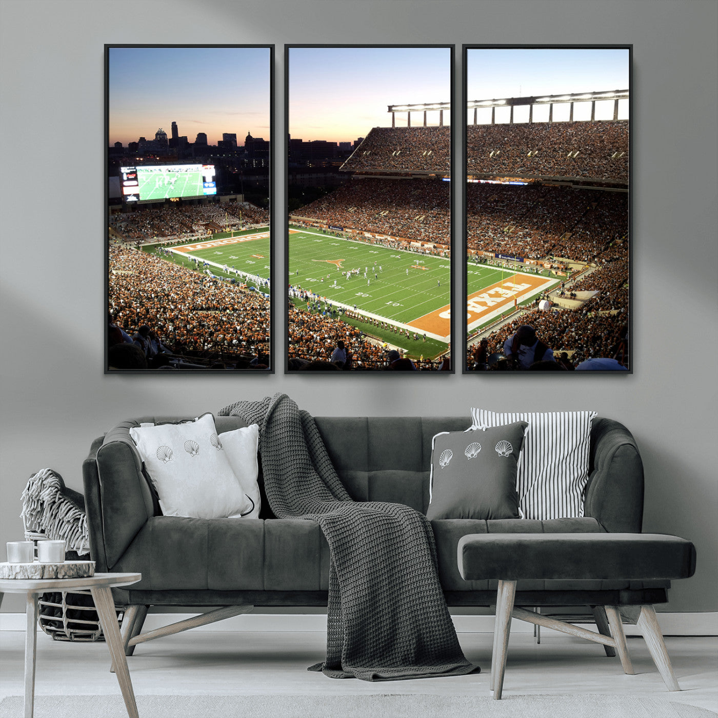 11455-MGV-FC-48X32-3P_Black-Darrell K Royal-Texas Memorial Stadium Canvas Wall Art - Texas Longhorns Football Match
