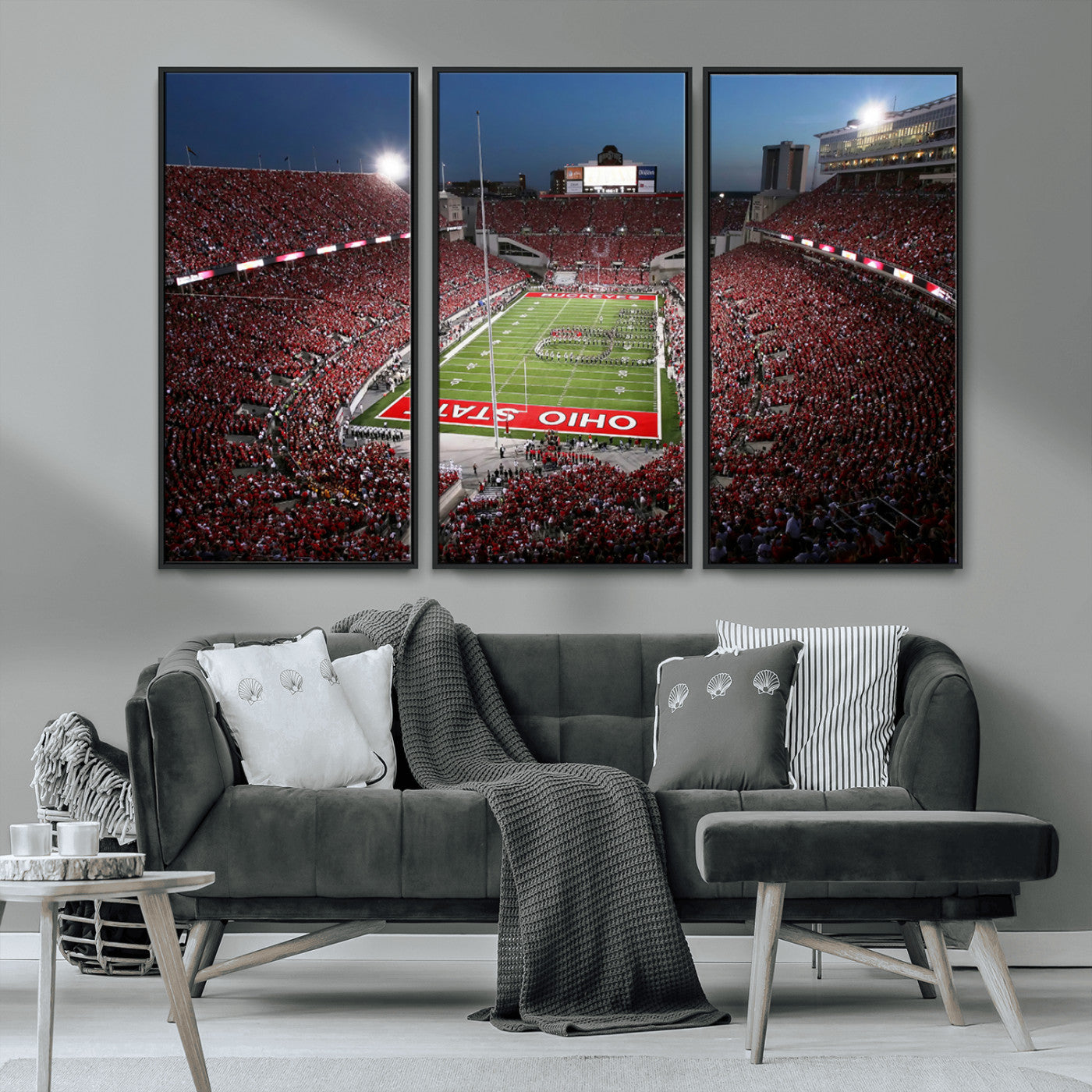 -Ohio State University Buckeyes Football Team Print - Columbus Ohio Stadium Wall Art Canvas Print
