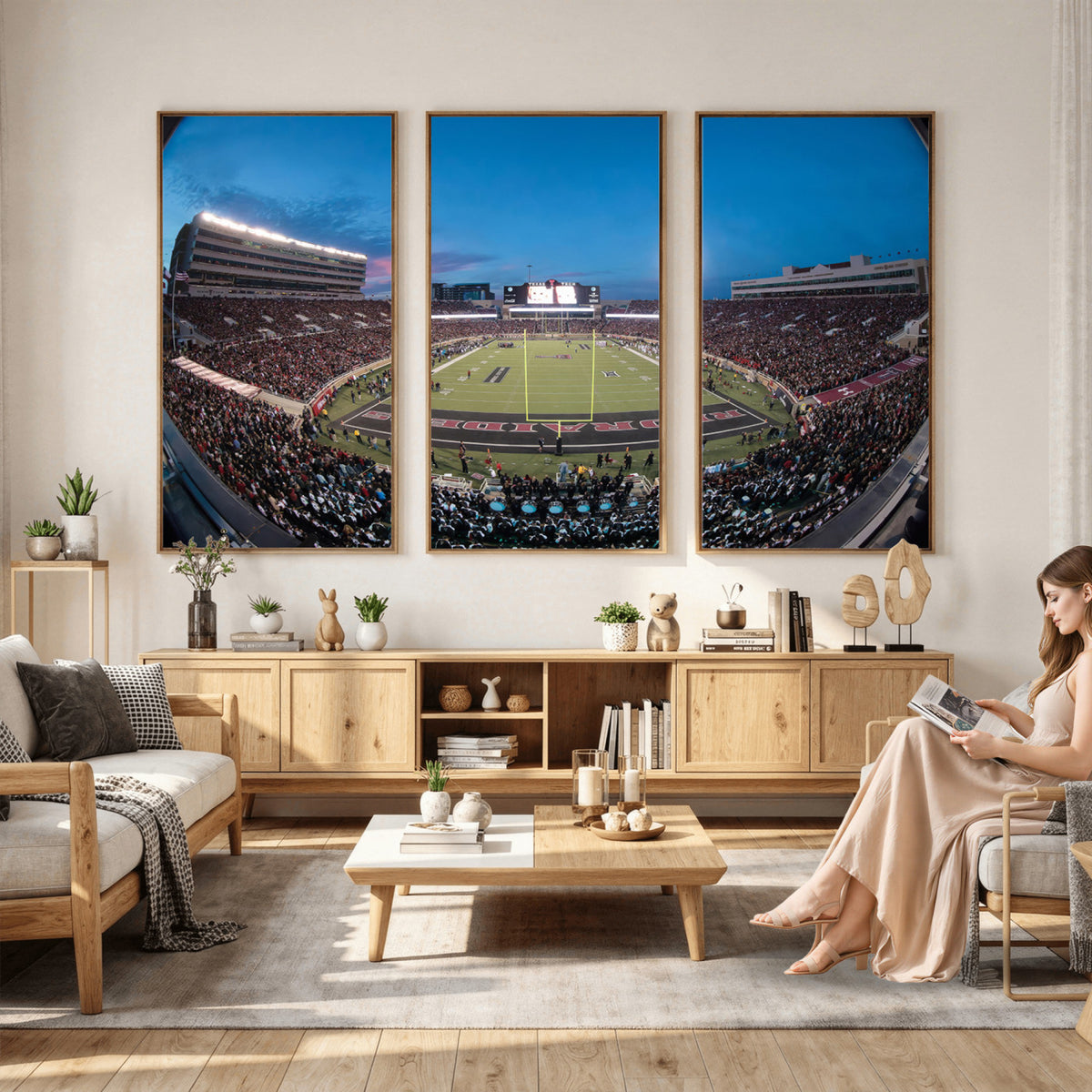 60763-PAN-FL-20X10 - Texas Tech Red Raiders Canvas, Framed Football Team Print - Lubbock Jones AT&T Stadium Wall Art