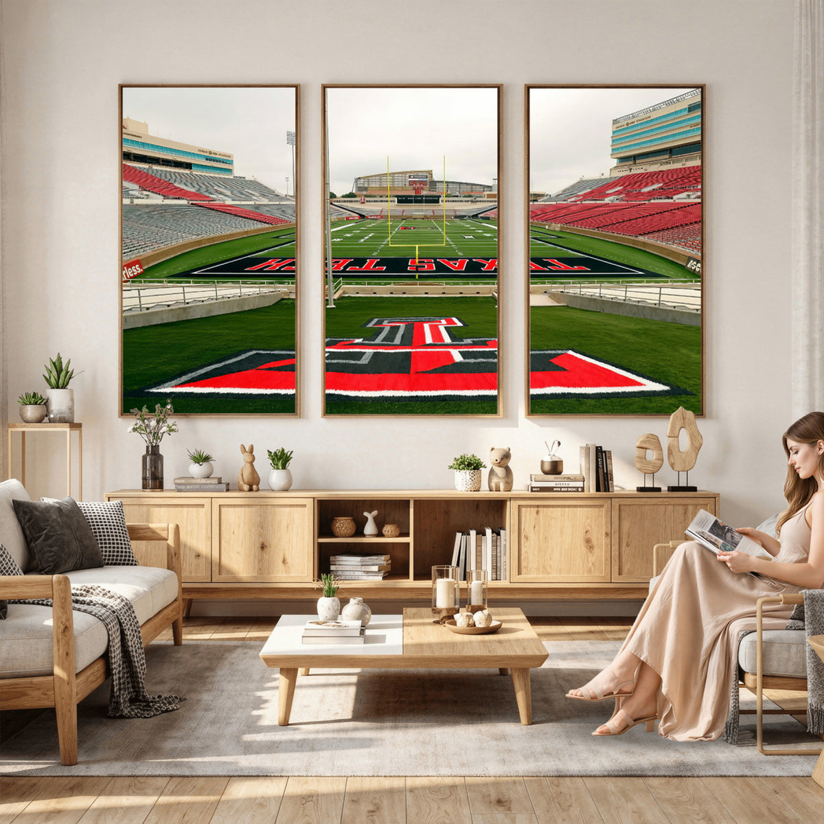 43169-PAN-FL-20X10 - Texas Tech Red Raiders Football Team Print - Lubbock Jones AT&T Stadium Wall Art Canvas Print