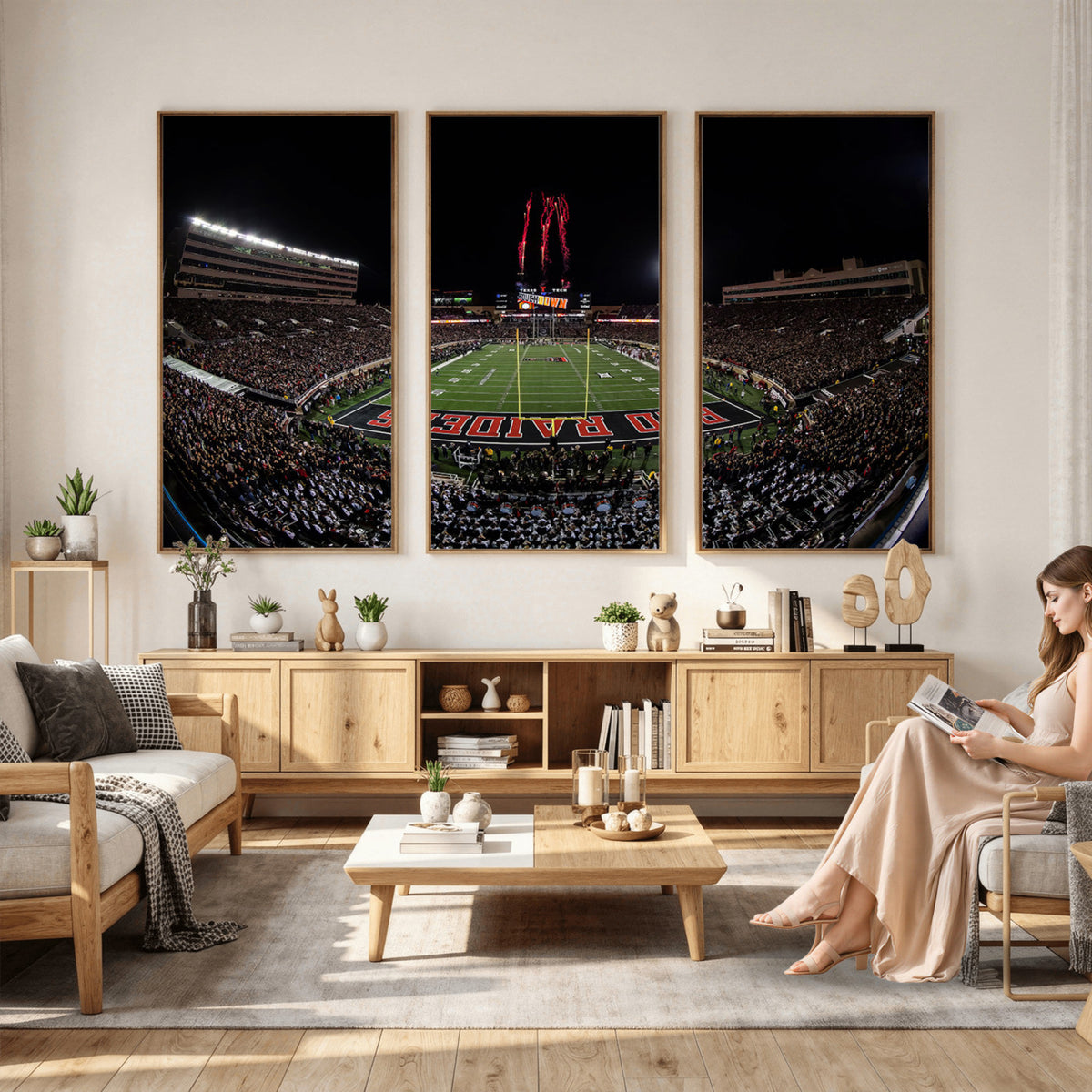83122-PAN-FL-20X10 - Framed Texas Tech Red Raiders Stadium Canvas, Texas Tech Red Raiders Football Team Print - Lubbock