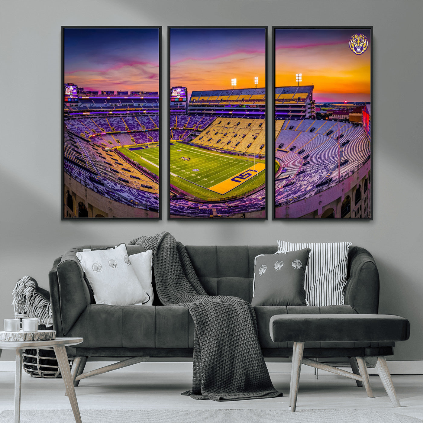 93538-MGV-CV-36X24-The Louisiana State University Tigers Football Team Print - Baton Rouge Tiger Stadium Wall Art