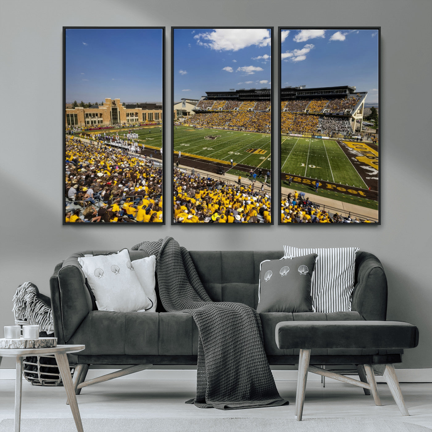 75112-MGV-CV-36X24-University of Wyoming Cowboys Football Team Print - Laramie Jonah Field War Memorial Stadium Wall