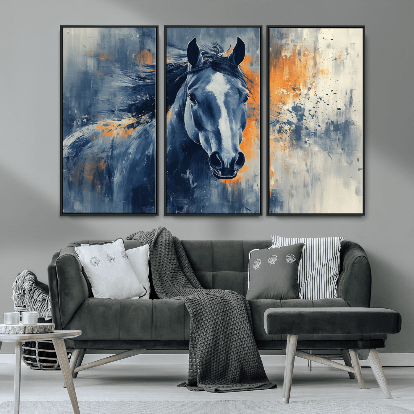 -Abstract Blue Horse Wall Art Print Canvas | Horse Wall Art Print | Western Decor for Farmhouse |