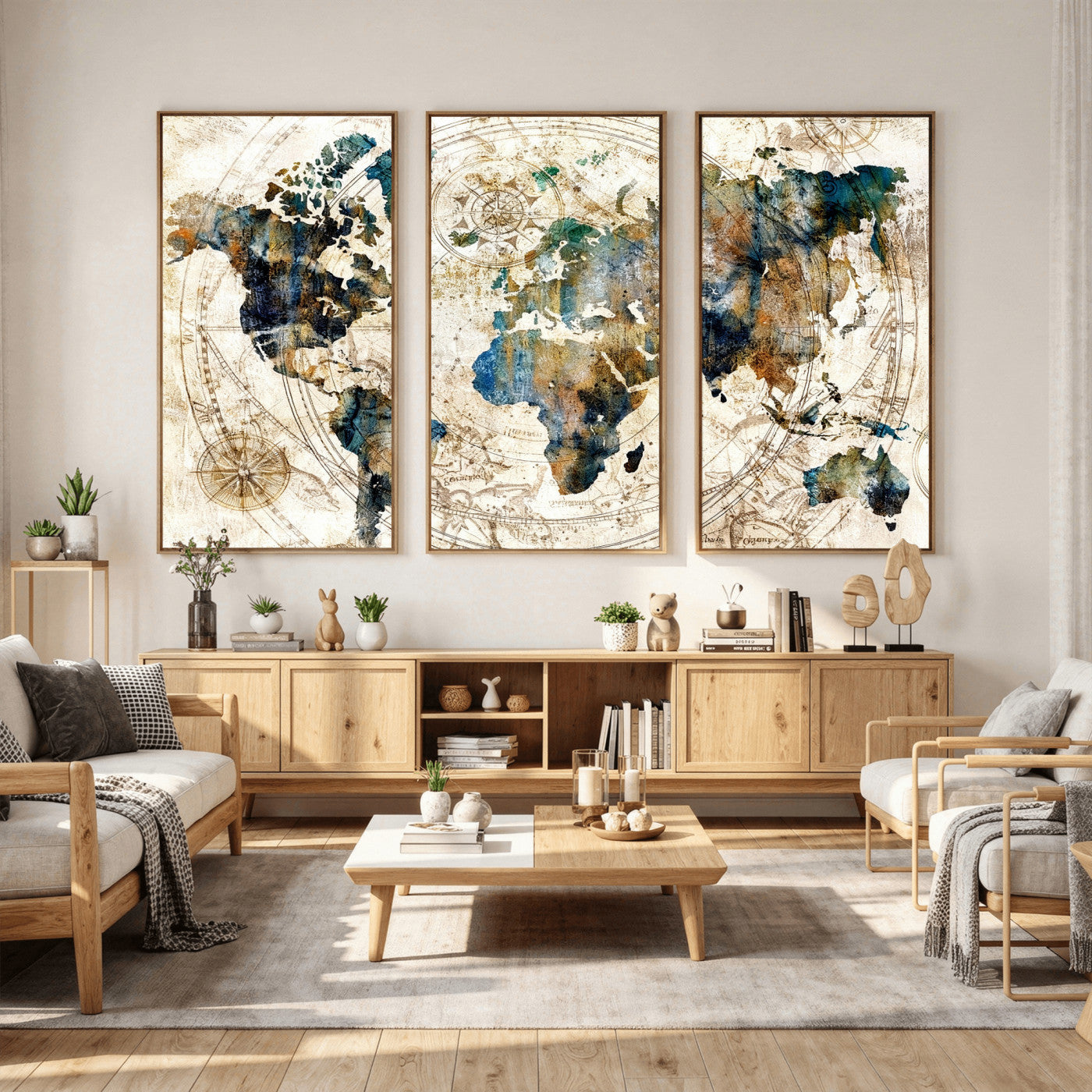 10554-MGV-CV-36X24 - Abstract World Map Art Print Canvas Print