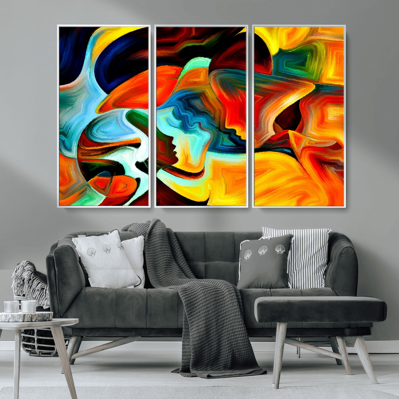 70242-MGV-CV-36X24-Human Love Figures Abstract Wall Art Canvas Print