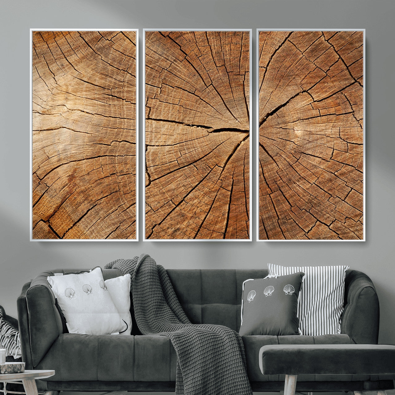 61710-MGV-CV-36X24 - Tree Ring Canvas Art, Rustic Wood Grain Wall Art, Tree Slice Decor for Modern Homes, Giclee