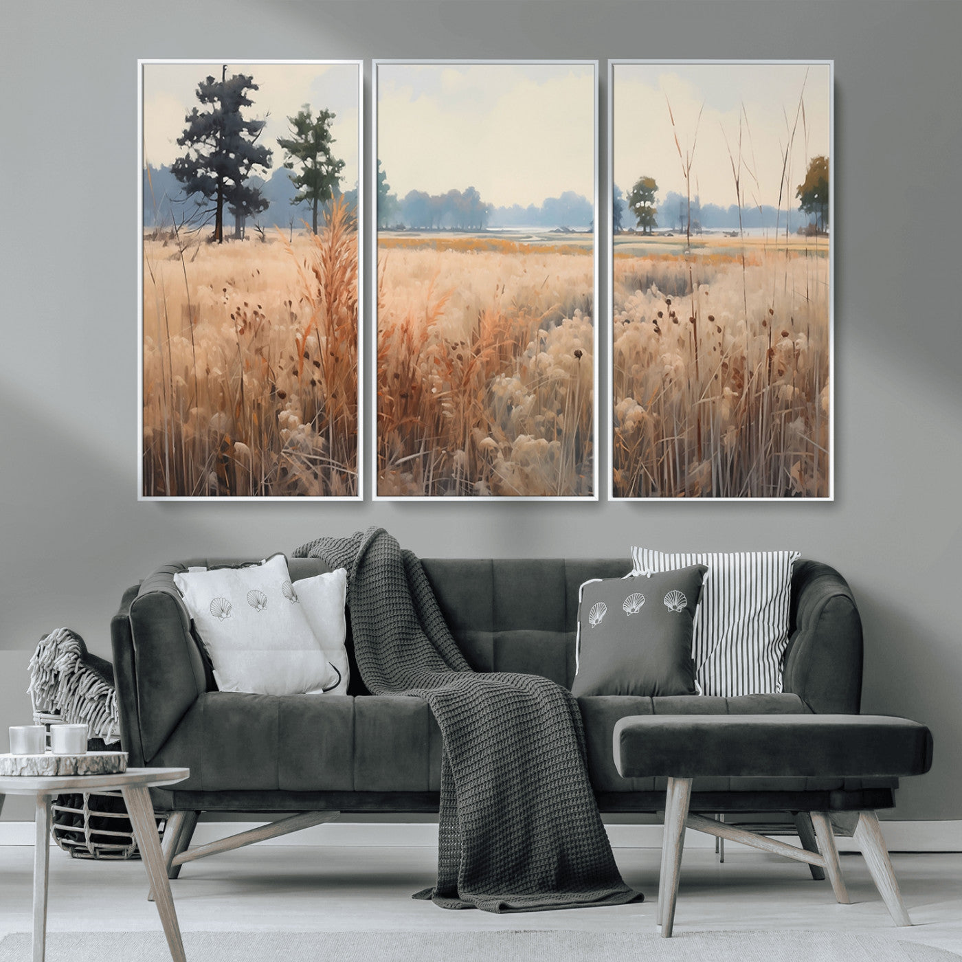 98822-MGV-CV-36X24-Golden Fields Canvas Wall Art Print – Serene Landscape of Nature’s Tranquility in Minimalist Modern