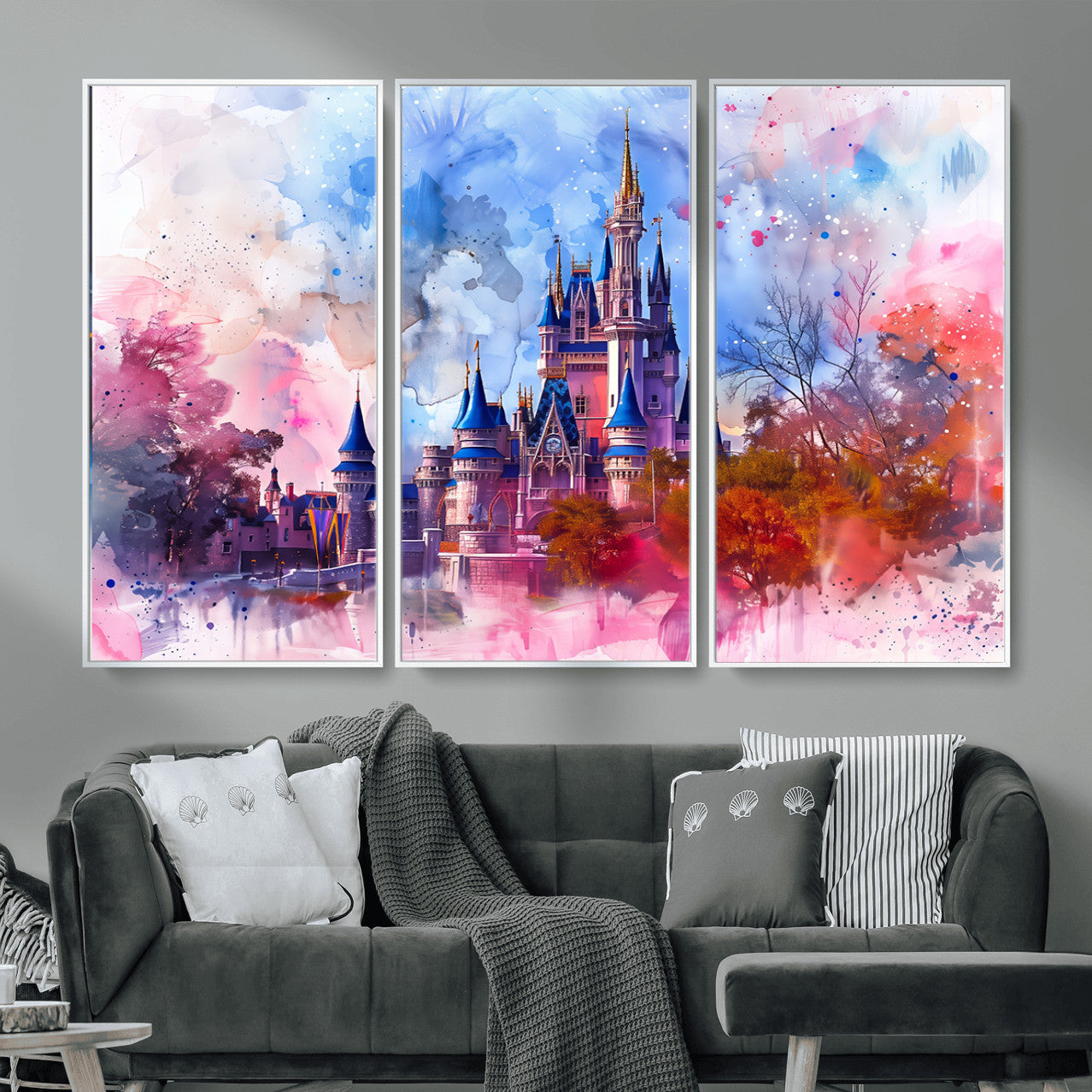 58662-MGV-CV-36X24 - Disney Wall Art: Dreamy Watercolor Cinderella Castle Canvas Print