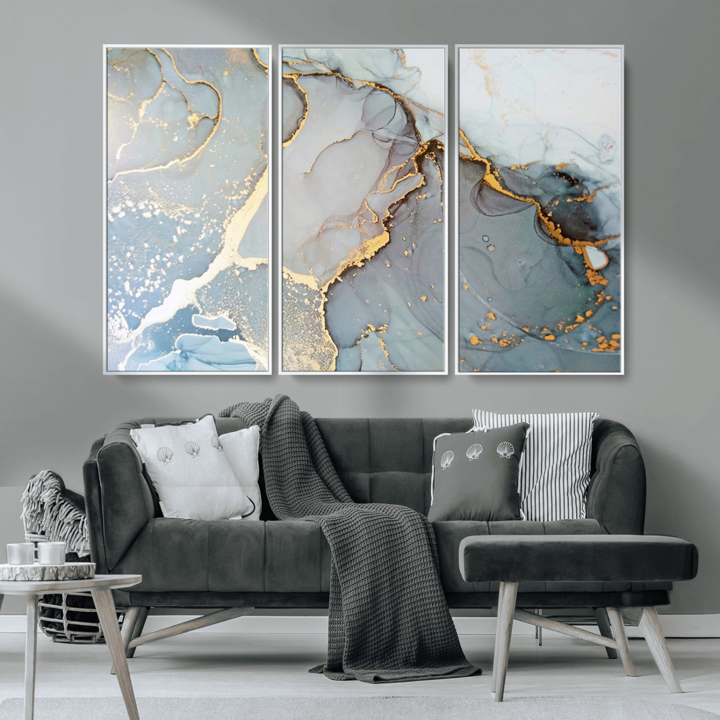86878-MGV-FC-48X32-3P_White-Large Abstract Marble Wall Art Canvas Print for Living Room and Farmhouse Decor