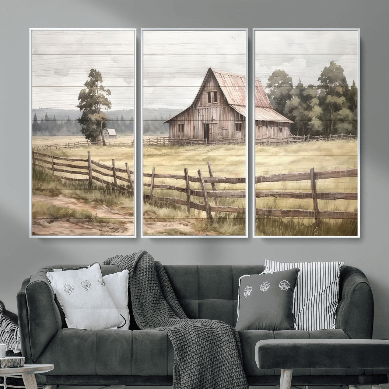 87489-MGV-CV-36X24 - Rustic Farmhouse Barn Wall Art | Framed Gallery Wrap Barn Giclee Canvas Print for Farmhouse Decor