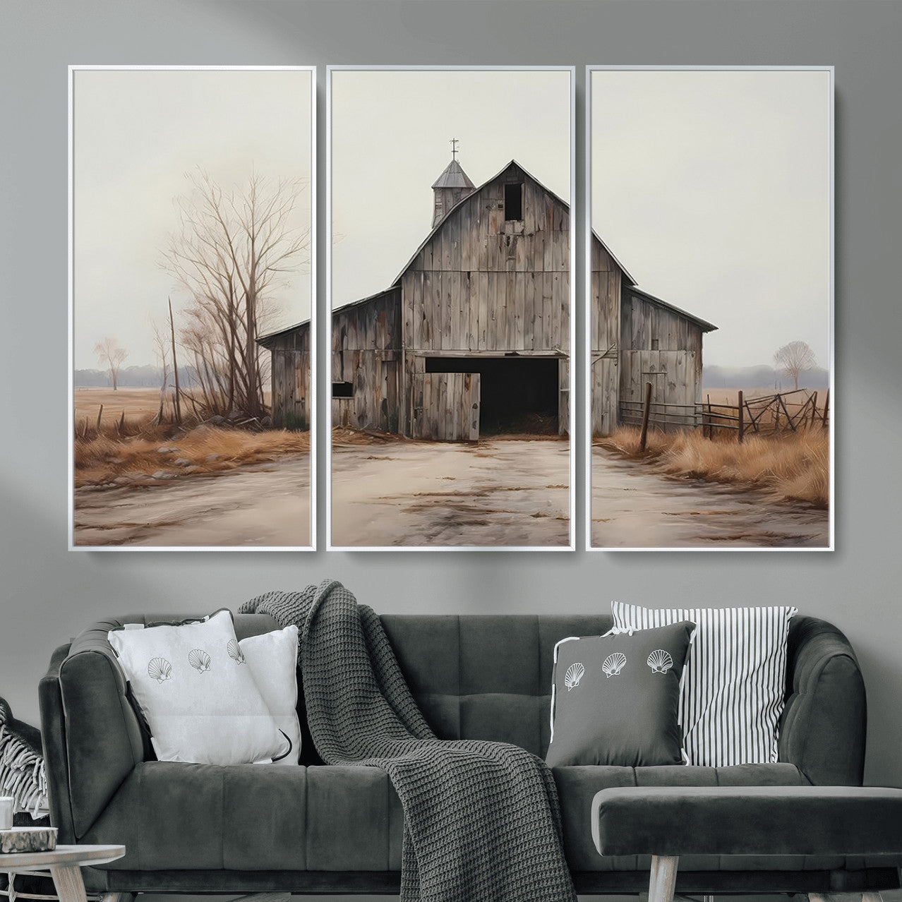 11602-MGV-CV-36X24 - Farmhouse Rustic Barn Wall Art Canvas Print – Framed and Ready to Hang – Perfect Addition to