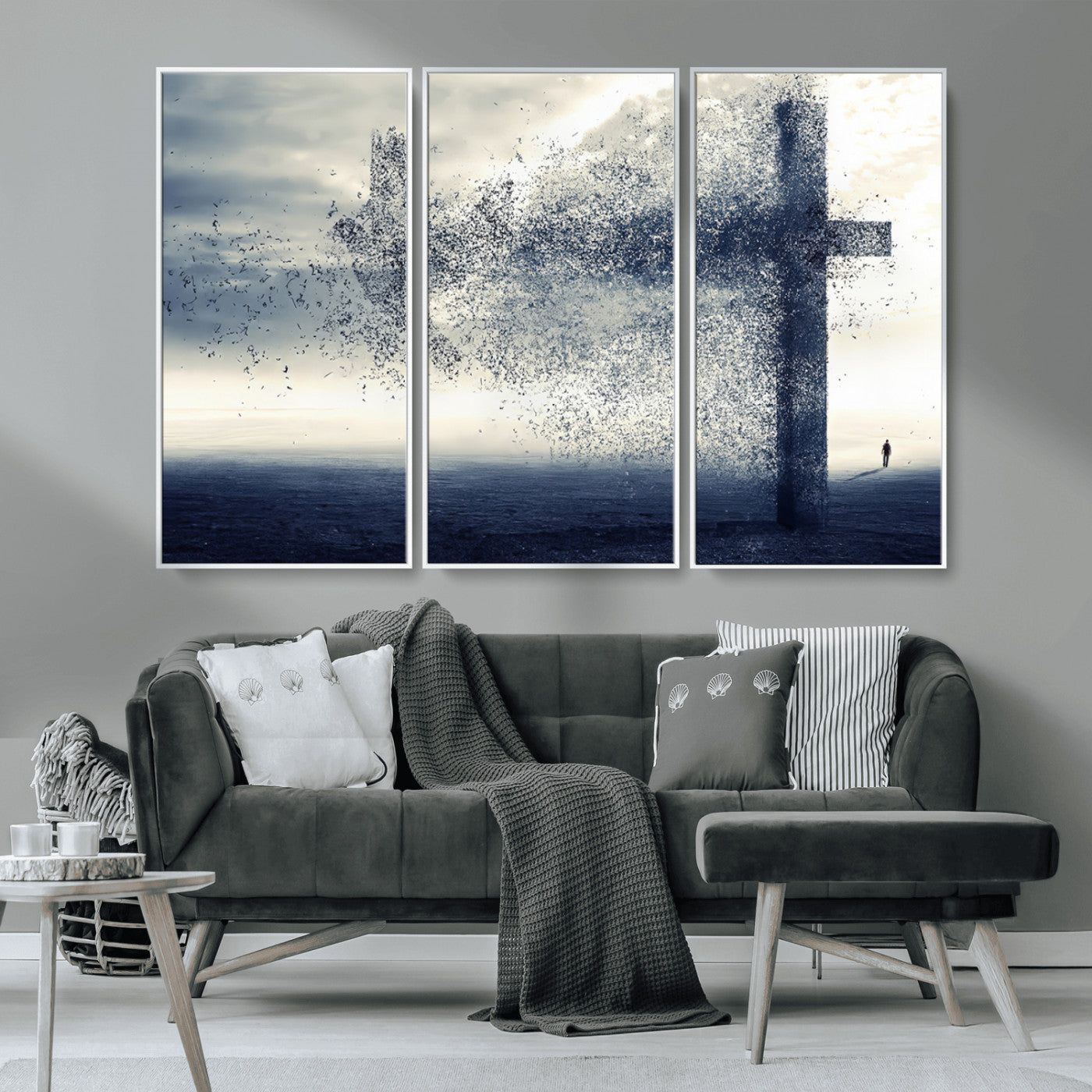 -Jesus and the Fading Cross Wall Art Print – Symbol of Faith, Christian Wall Art Canvas Print, Framed