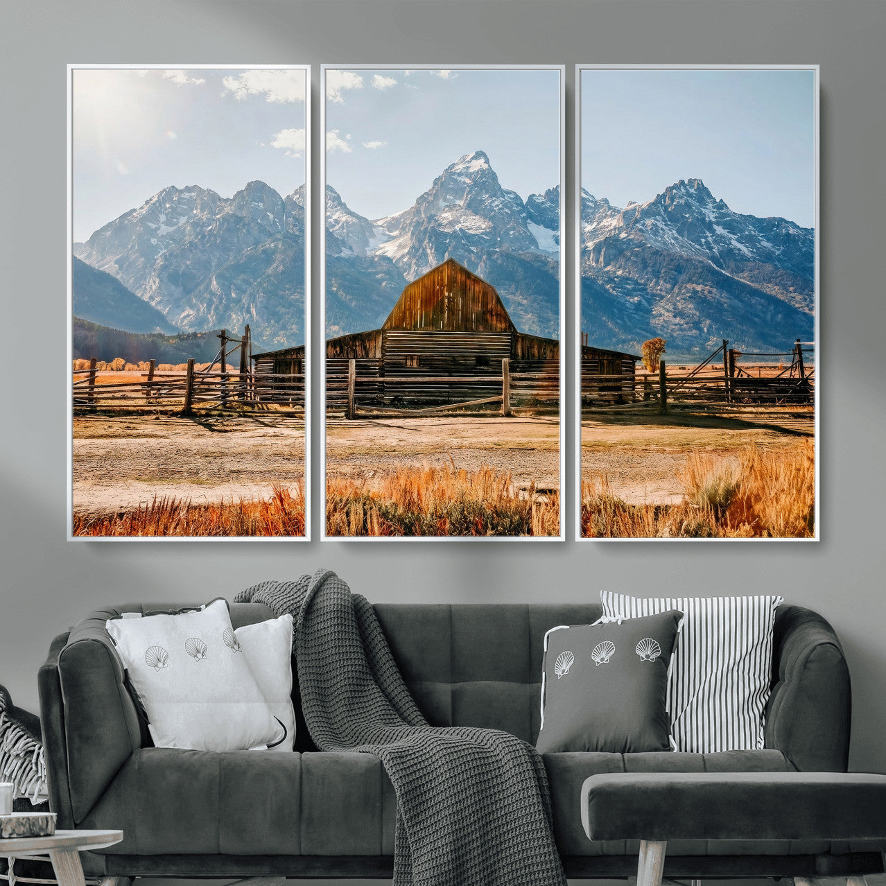 26513-MGV-CV-36X24 - Vintage Old Barn Field Wall Art Canvas Print for Farmhouse Decor - Rustic Barn Wall Art Canvas Print