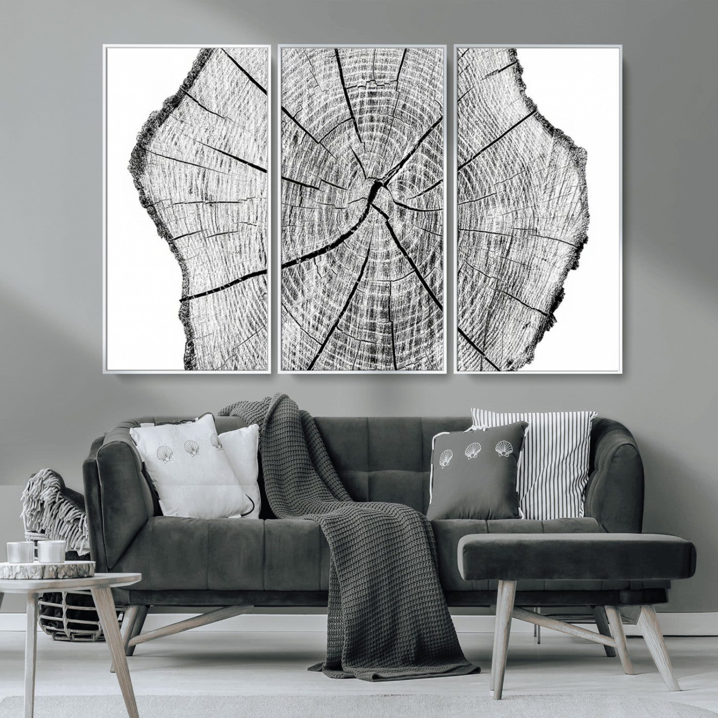 98709-MGV-CV-36X24-Rustic Tree Ring Wall Art Canvas Print – Framed and Ready to Hang – Perfect for Nature-Inspired and